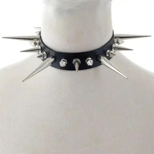 Other Long Spike Punk Faux Leather Choker Size ONE SIZE - 2 Thumbnail