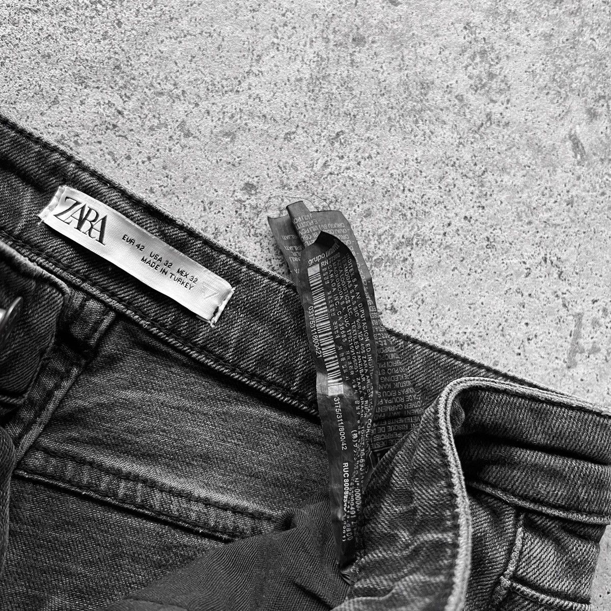 Designer × Zara Zara Man “Regret Nothing” Gray Denim Straight Jeans Zipper Size US 32 / EU 48 - 7 Thumbnail