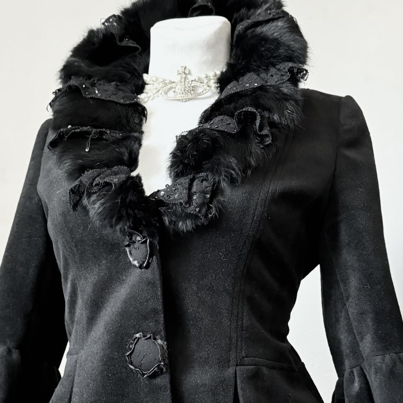 Vintage Incredible vintage coat with voluminous sleeves fur elements Size S / US 4 / IT 40 - 3 Thumbnail