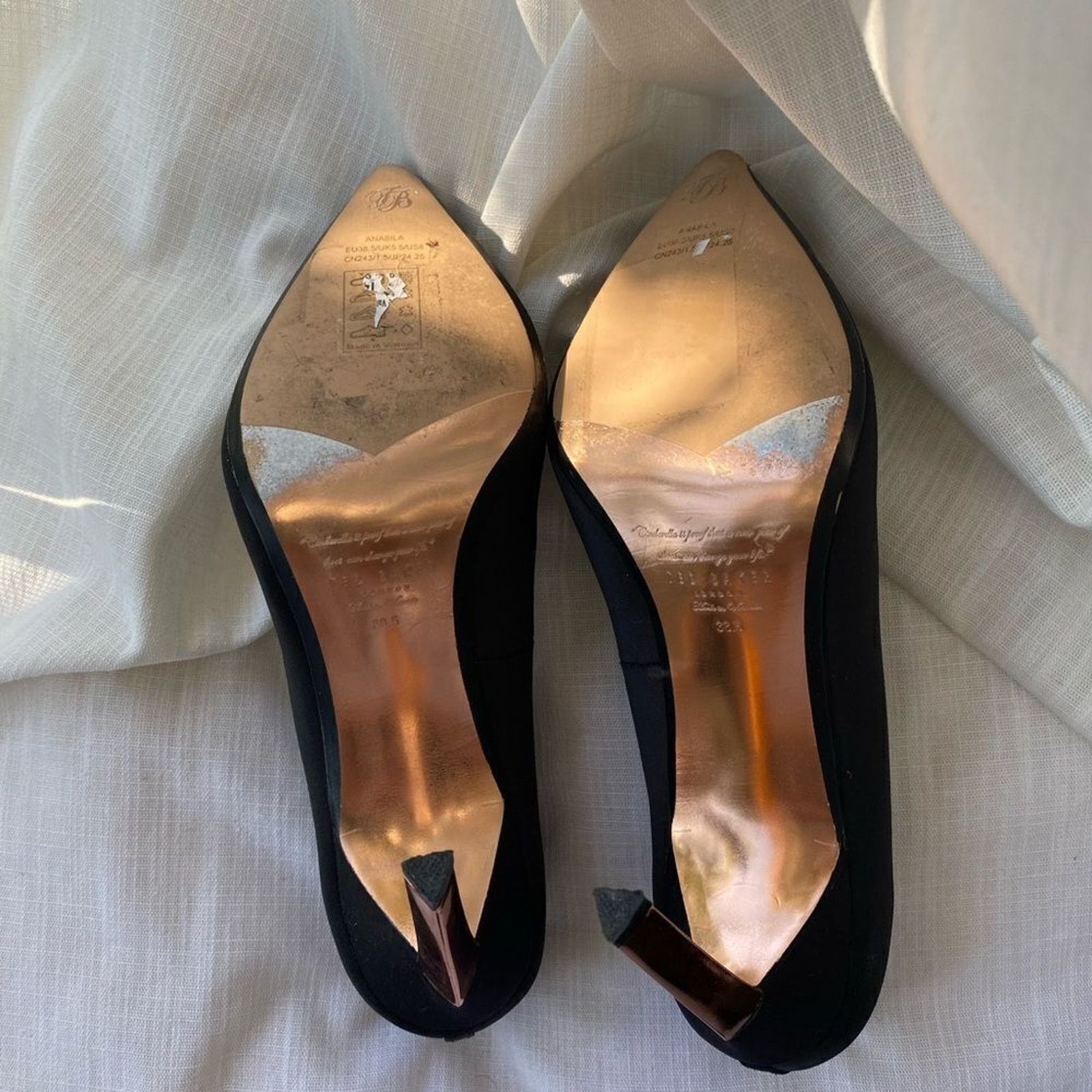 Ted Baker Ted Baker Black Satin Rose Gold Broach Pumps - Rare Size US 8.5 / IT 38.5 - 5 Thumbnail