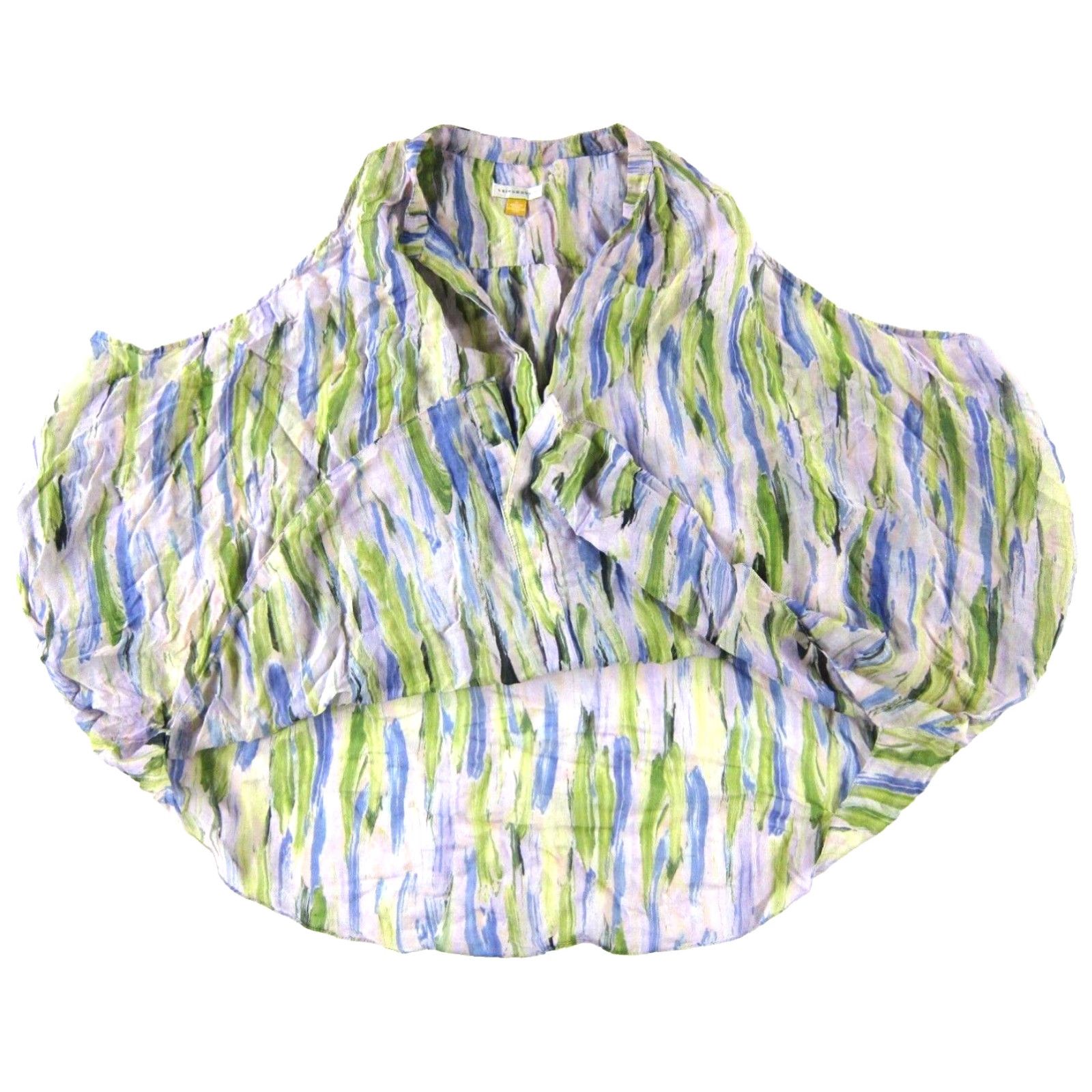 Anthropologie Leifsdottir Anthropologie Silk Blue Green Pink Button Down Sleeveless Blouse 4 Size S / US 4 / IT 40 - 5 Thumbnail