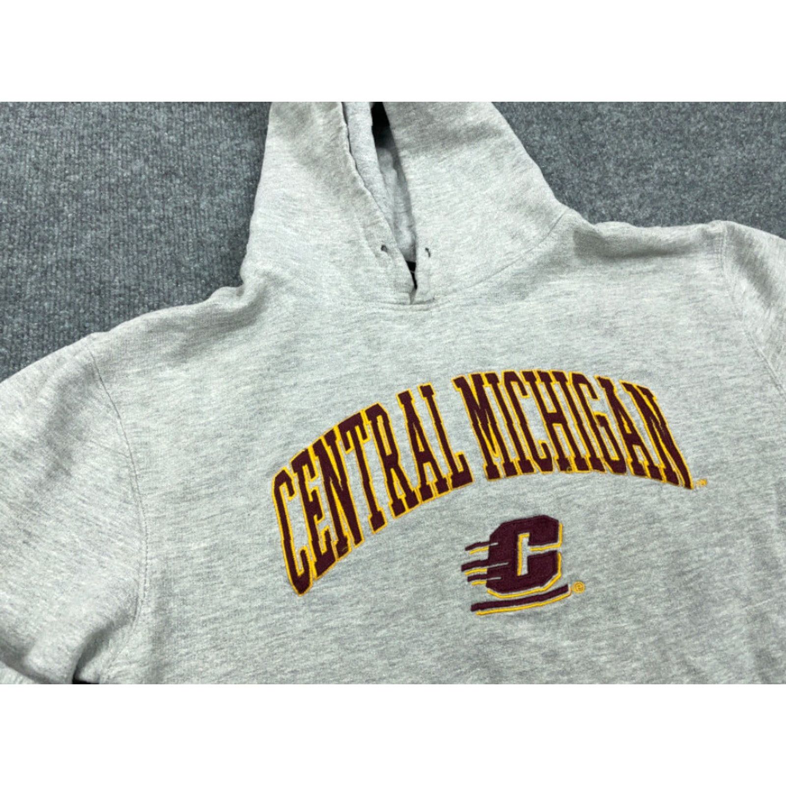 Vintage Genuine Stuff Central Michigan University Embroidered Hoodie Adult Small Gray Cotton Blend Pullover Graphic Print College University 80s 90s Mens Size US S / EU 44-46 / 1 - 4 Thumbnail