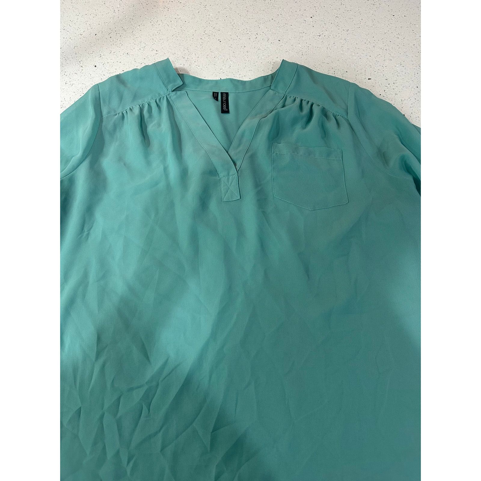 Other Maurices 3/4 Roll Tab Sleeve Tunic Blouse Sheer Green Sz 1 Size XL / US 12-14 / IT 48-50 - 4 Thumbnail