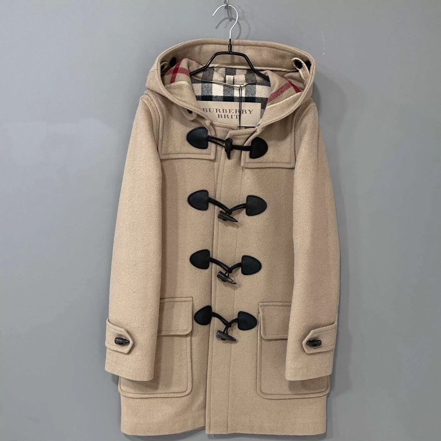 Burberry Burberry Women's UK4 Check Camel Button Wool Coat Size XS / US 0-2 / IT 36-38 - 1 Thumbnail