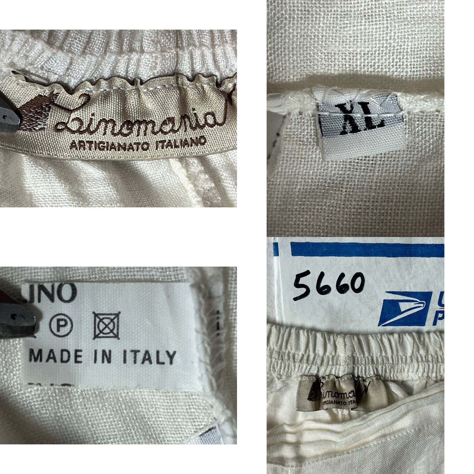 Vintage linomania Women XL Linen Wide Leg Pants Oatmeal Italy Pull On Size 40" / US 18 - 8 Thumbnail