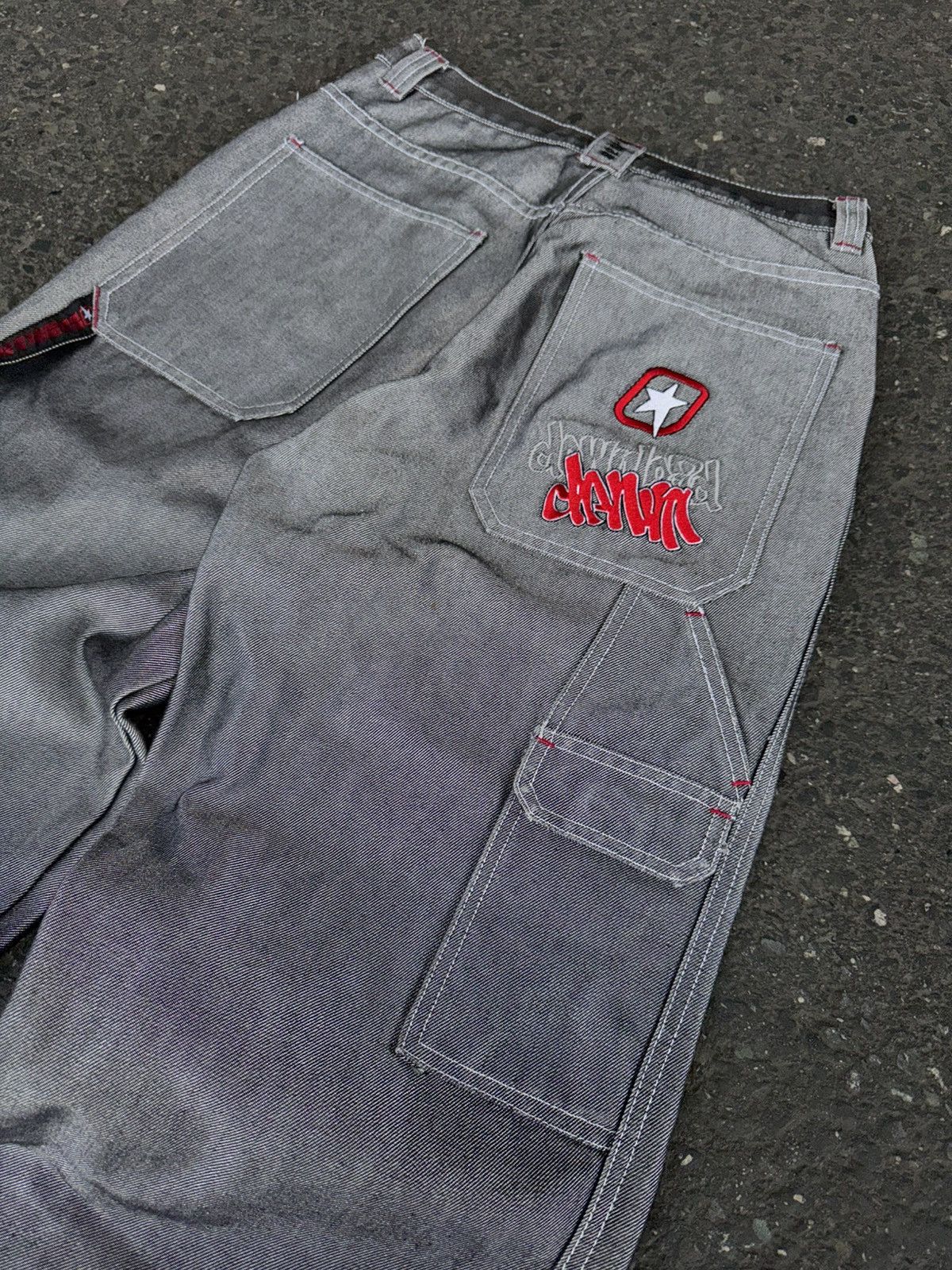 Designer × Vintage Grey Carpenter Jeans Patchwork Y2K Rap Skate Size US 32 / EU 48 - 4 Thumbnail