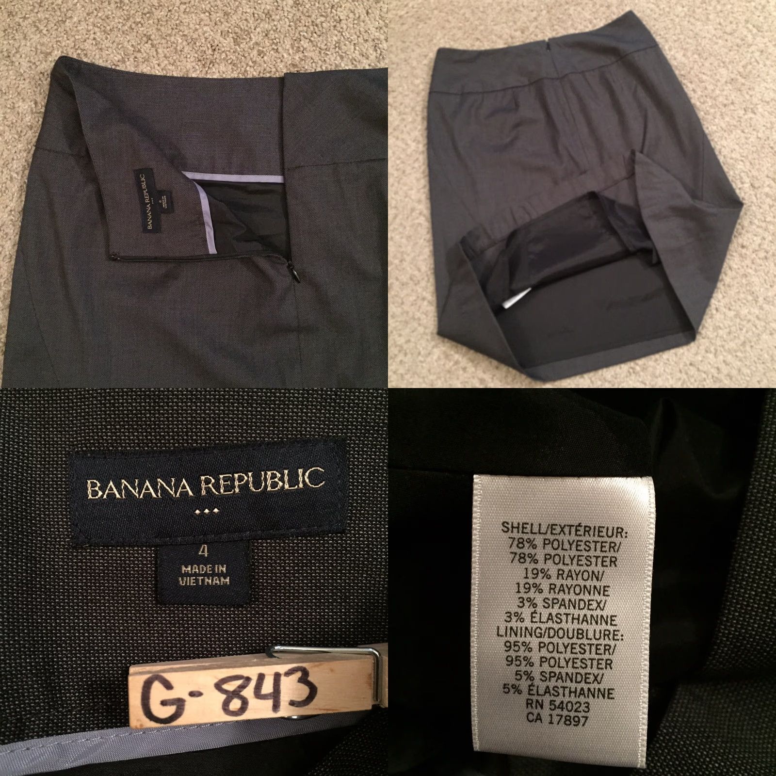 Banana Republic Banana Republic Skirt Women Knee Length Gray Lined Pencil Size 4 Regular Polyester Rayon Spandex Size 27" / US 4 / IT 40 - 8 Thumbnail