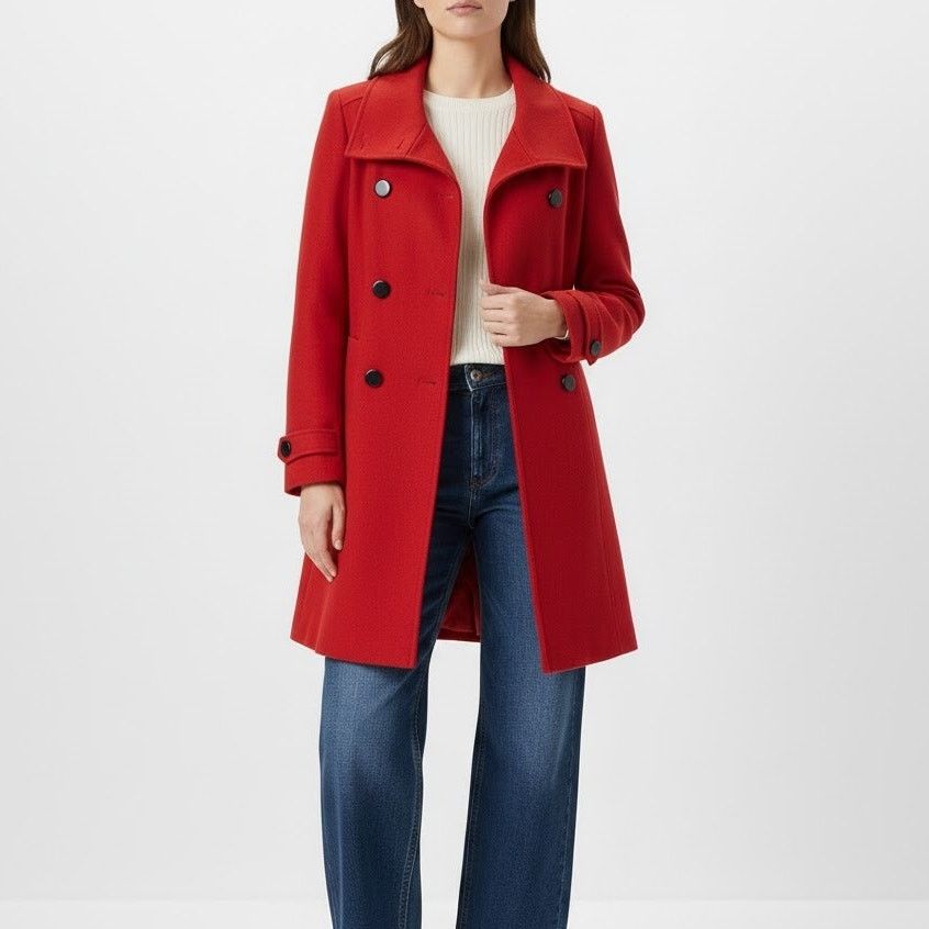 Other Charlotte Russe Red Wool Pea Coat Small Double Breasted Size S / US 4 / IT 40 - 2 Thumbnail