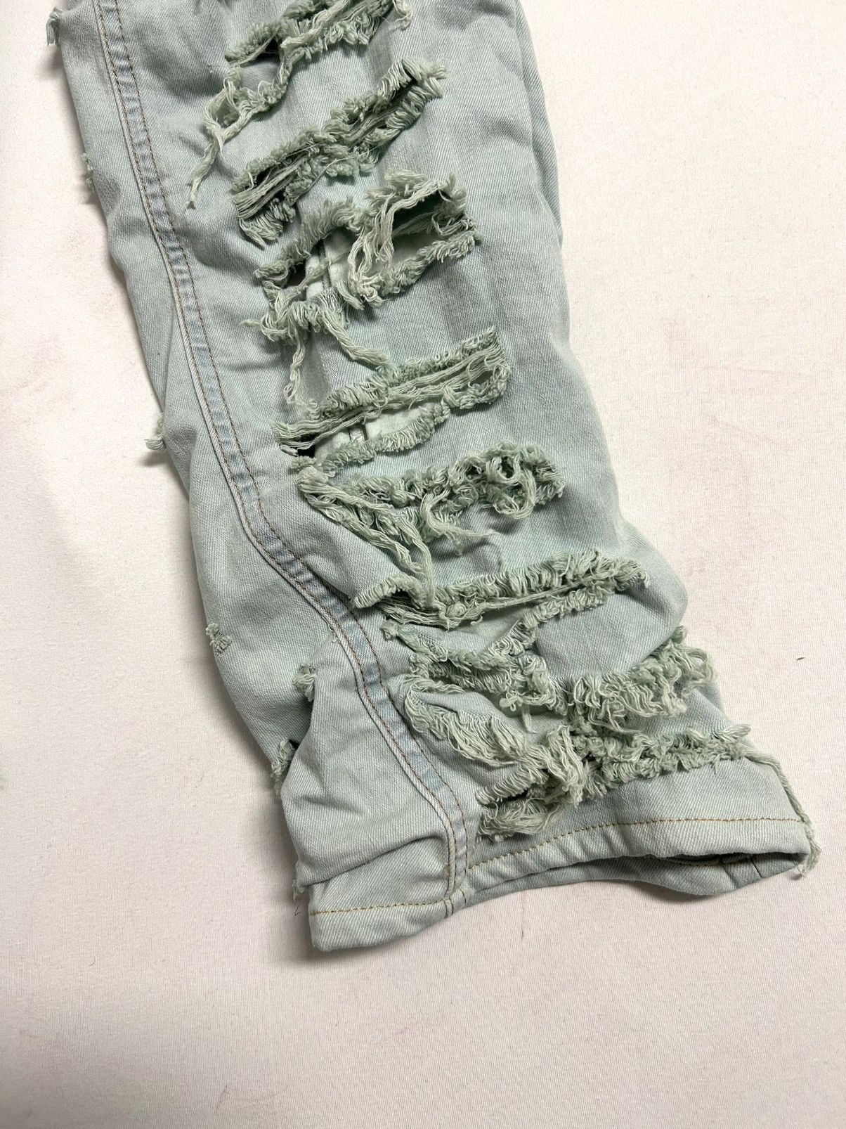 Rick Owens FW2021 Slashed Detroit Aqua Denim Size US 31 - 5 Thumbnail