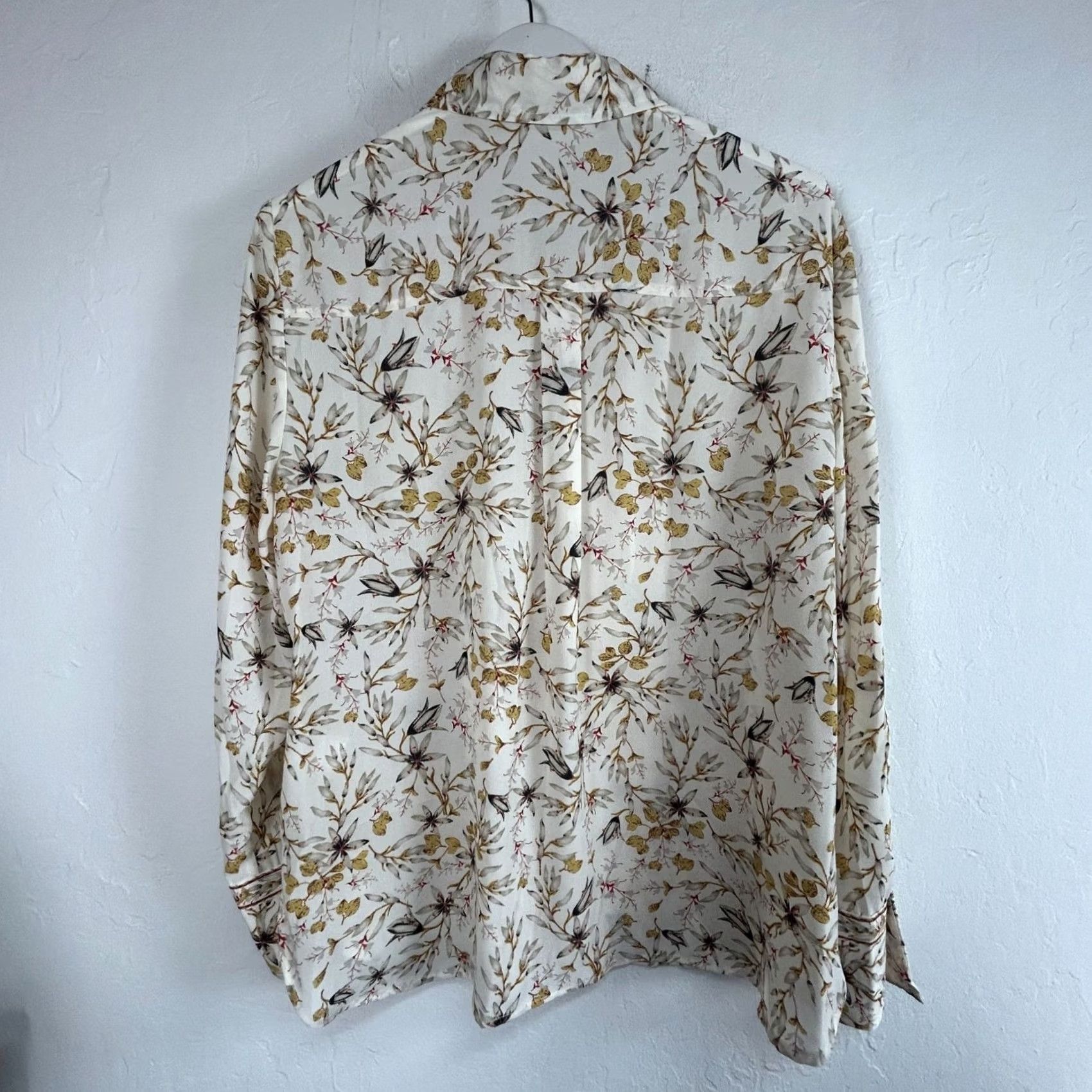 Vintage Max Studio London Womens Floral Long Sleeve Button Down Shirt Blouse XL White Size XL / US 12-14 / IT 48-50 - 2 Thumbnail