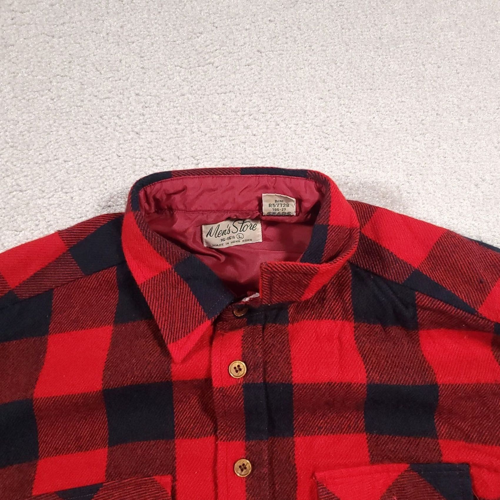 Sears VINTAGE Sears Buffalo Plaid Flannel Shirt Red Black Mens L Size US L / EU 52-54 / 3 - 3 Thumbnail
