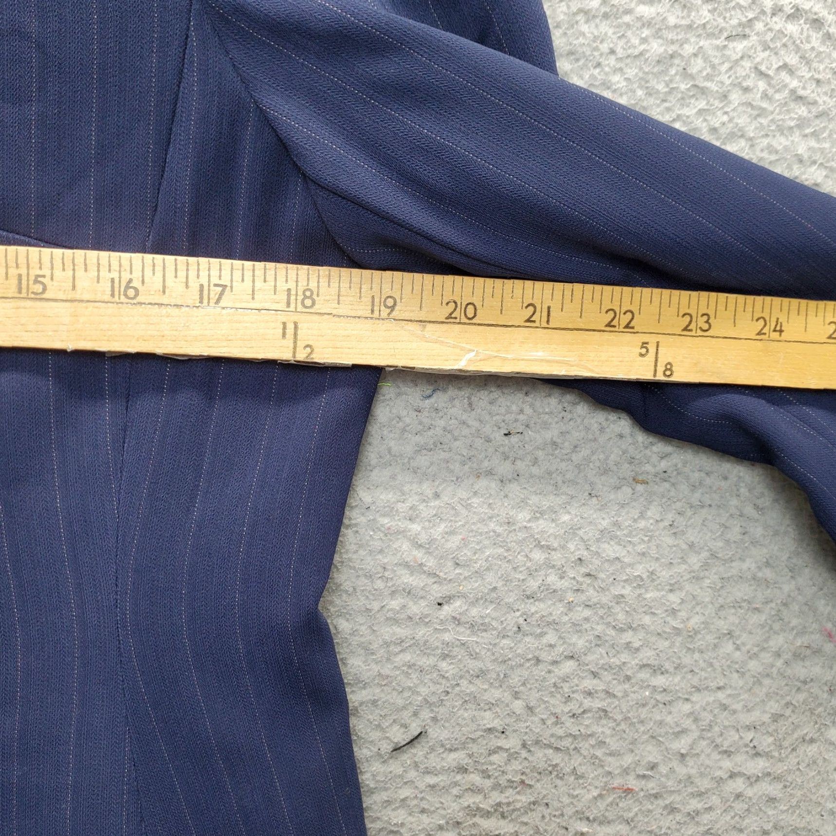 Vintage VINTAGE Laura Scott 2 Piece Set Womens 10P Navy Pinstripe Long Sleeve Single Breasted Shirt Size L / US 10 / IT 46 - 4 Thumbnail