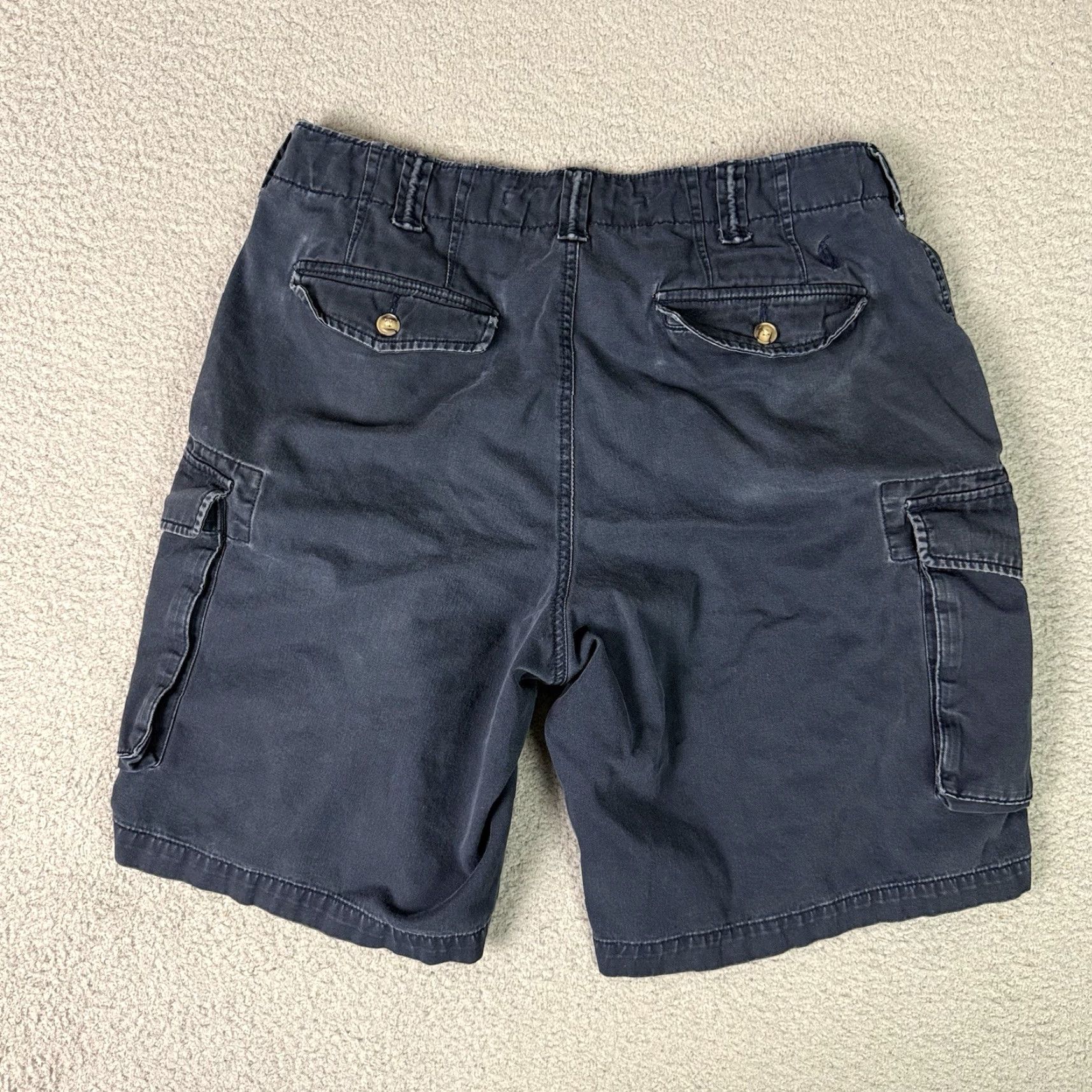 Polo Ralph Lauren VINTAGE Polo Ralph Lauren Cargo Shorts Adult 33 Navy Blue Canvas Casual Chino Cotton waistband? Pockets Mens Regular Blue Size US XS / EU 42 / 0 - 4 Thumbnail