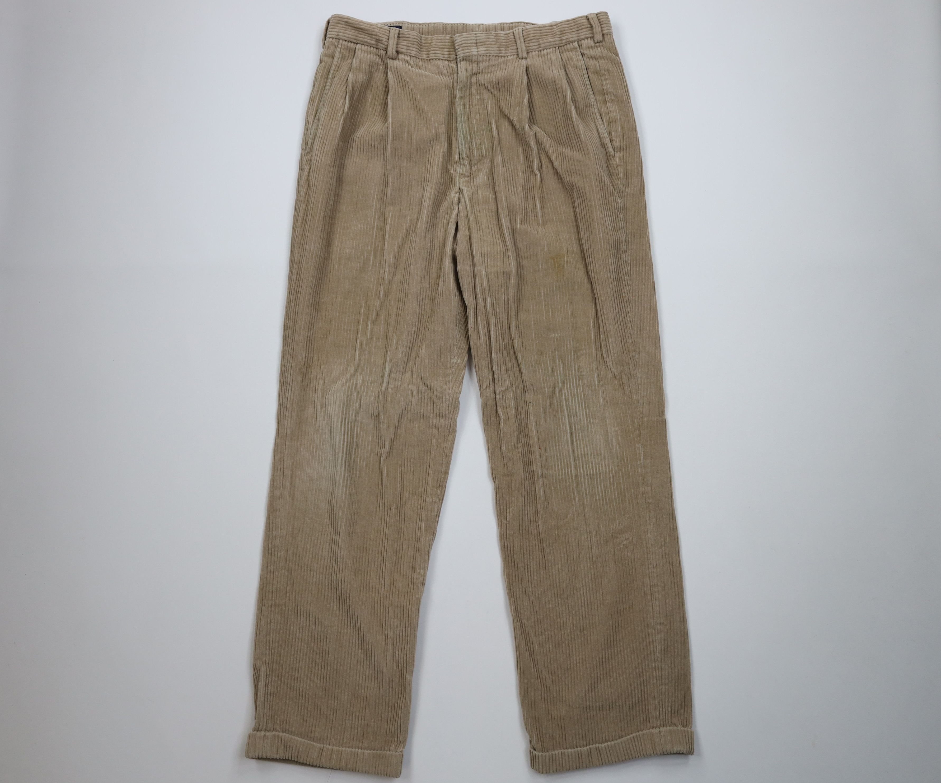 Lands' End Vintage 80s Lands End Wide Leg Corduroy Chino Pants USA Size US 34 / EU 50 - 1 Thumbnail
