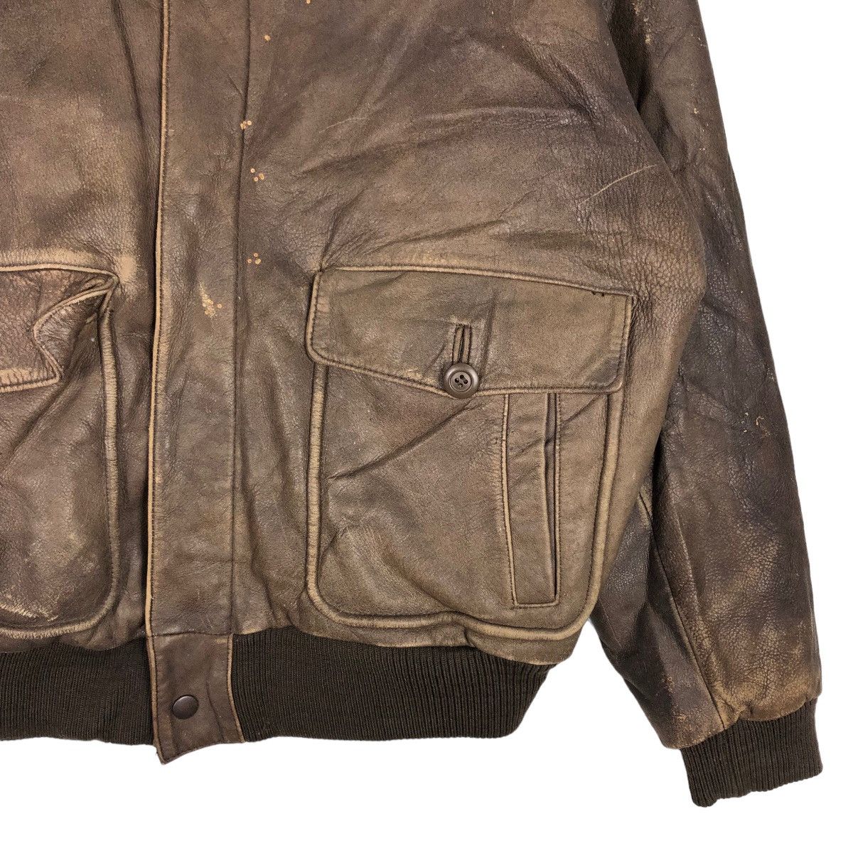 Japanese Brand 🔥Vtg Genuine Leather Jacket Bomber Harajuku Mother Map Size US L / EU 52-54 / 3 - 5 Thumbnail