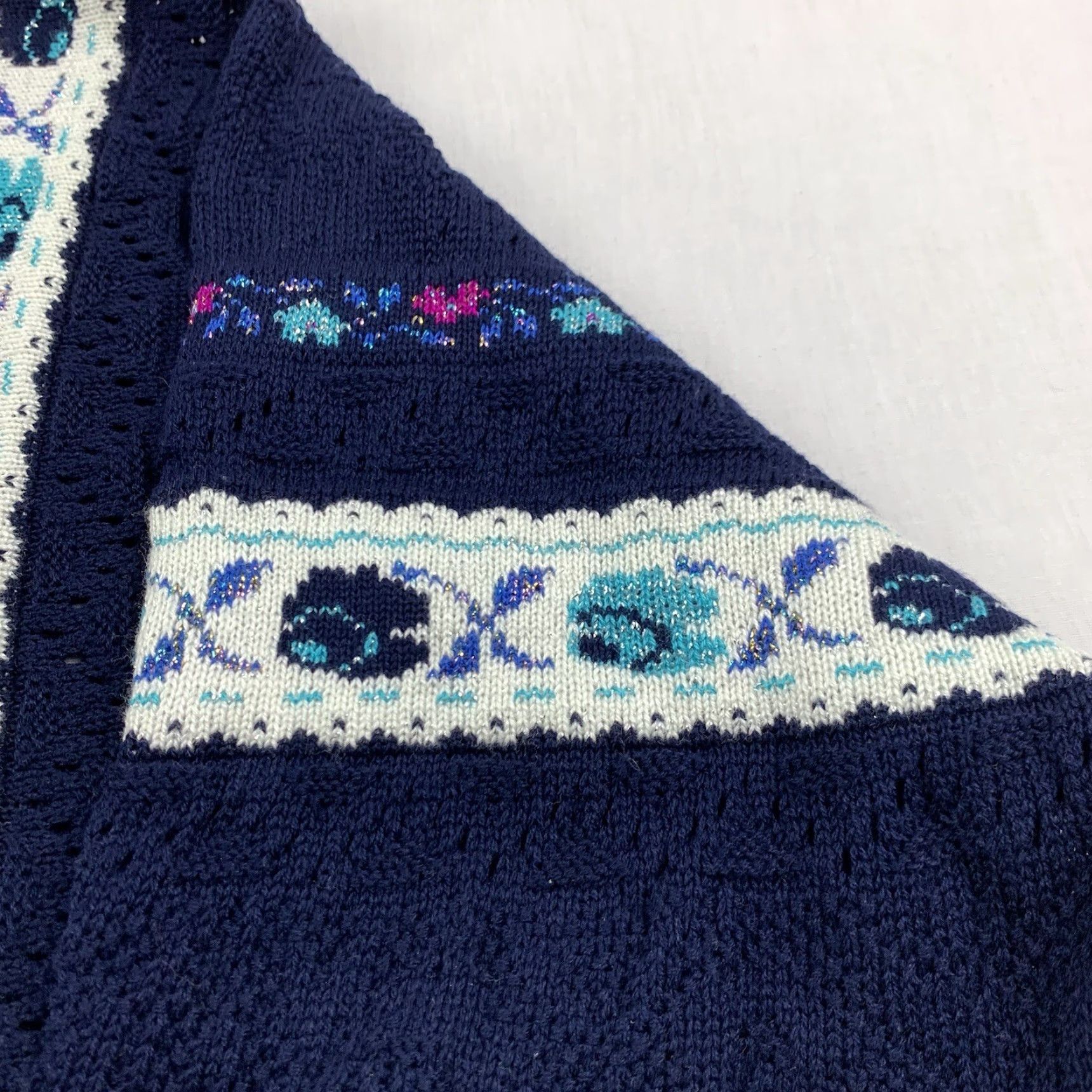Vintage VINTAGE Bay Point Threads Sweater Womens L Blue Glitter Pullover 90s Knit Crew Neck Long Sleeve Size L / US 10 / IT 46 - 3 Thumbnail