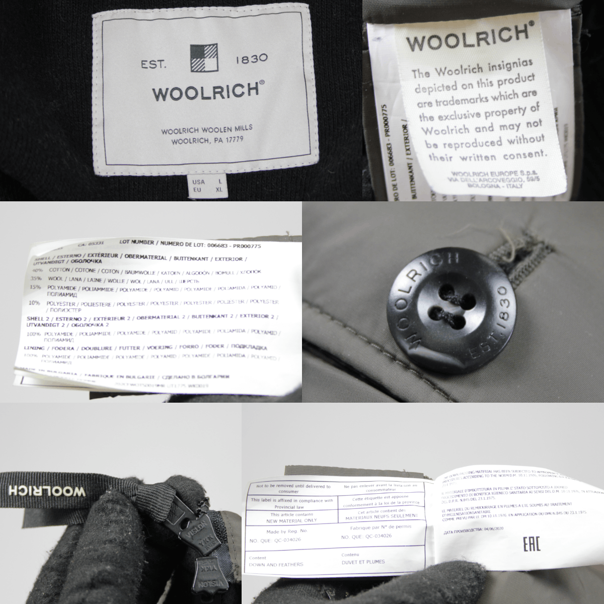 Woolrich Woolen Mills Logoed Hybrid Wool Down Bomber Jacket Size US XL / EU 56 / 4 - 11 Thumbnail