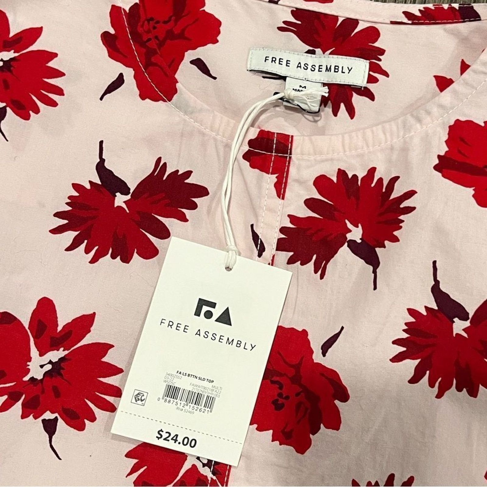 Assembly New York NWT Free Assembly Blouse Floral Long Sleeve Ruffle Button Size M / US 6-8 / IT 42-44 - 2 Thumbnail