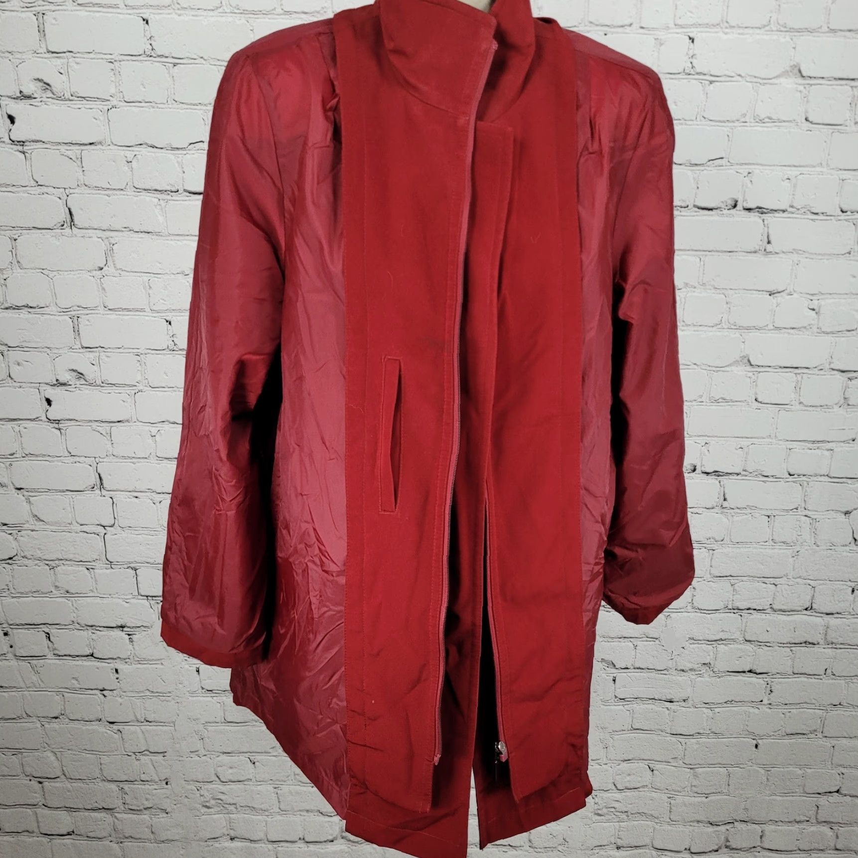 Vintage Gallery Jacket Women M Red Solid Lightweight Collared Pockets Zip Snap Size M / US 6-8 / IT 42-44 - 5 Thumbnail