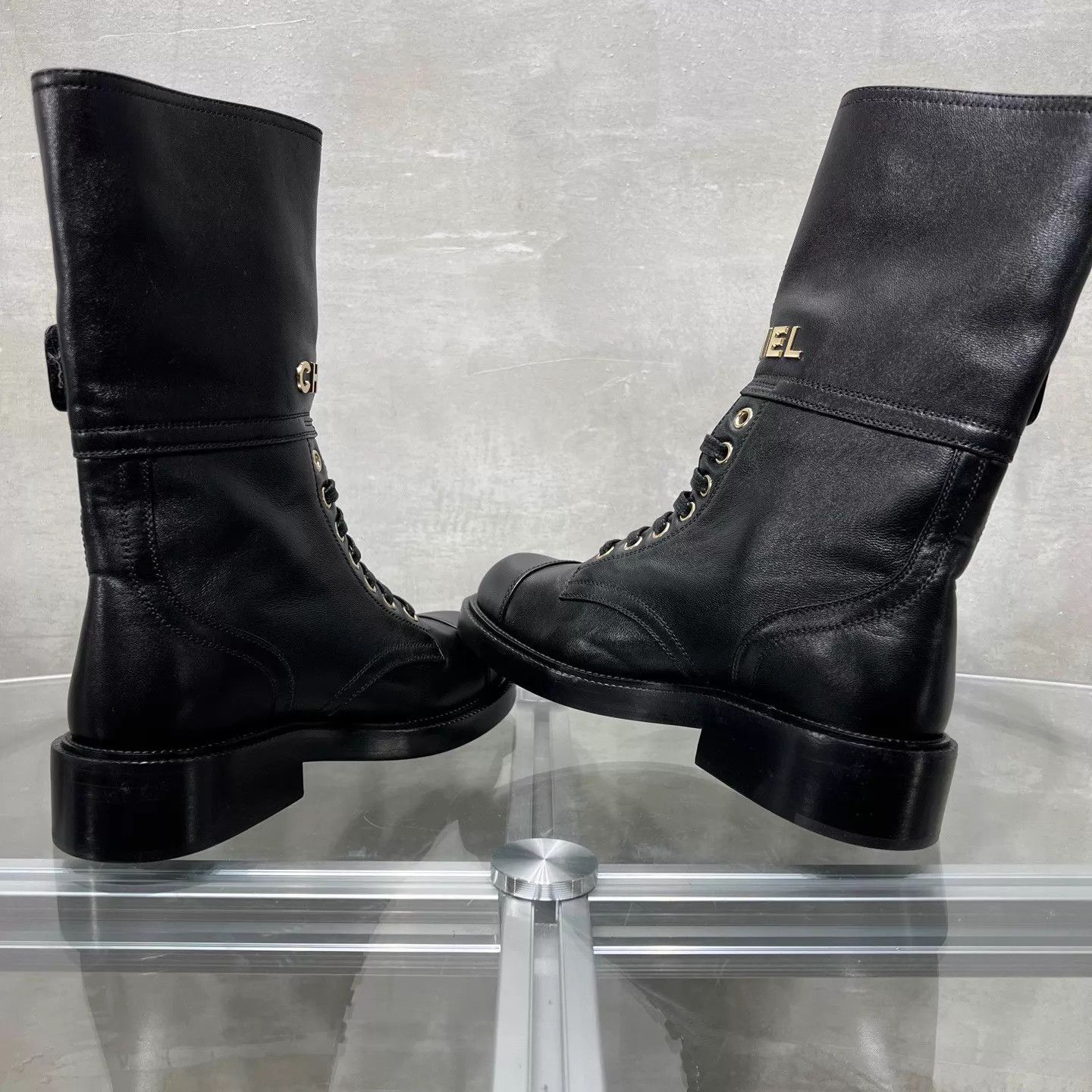 Chanel Chanel Black Gold Mid-Calf Riding Boots Women's 36 Size US 5.5 / IT 35.5 - 5 Thumbnail