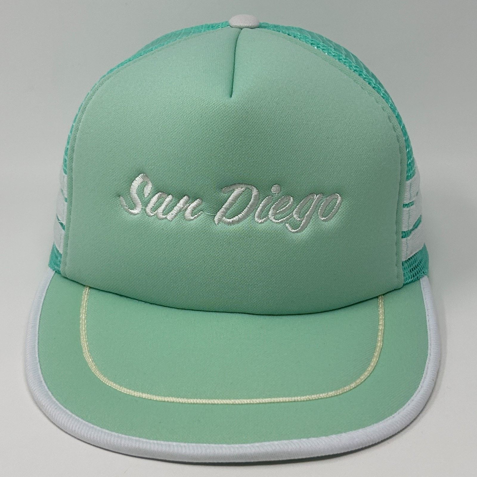 Vintage Vintage San Diego 3 Stripe Trucker Hat Cap Green 80s Size ONE SIZE - 9 Thumbnail