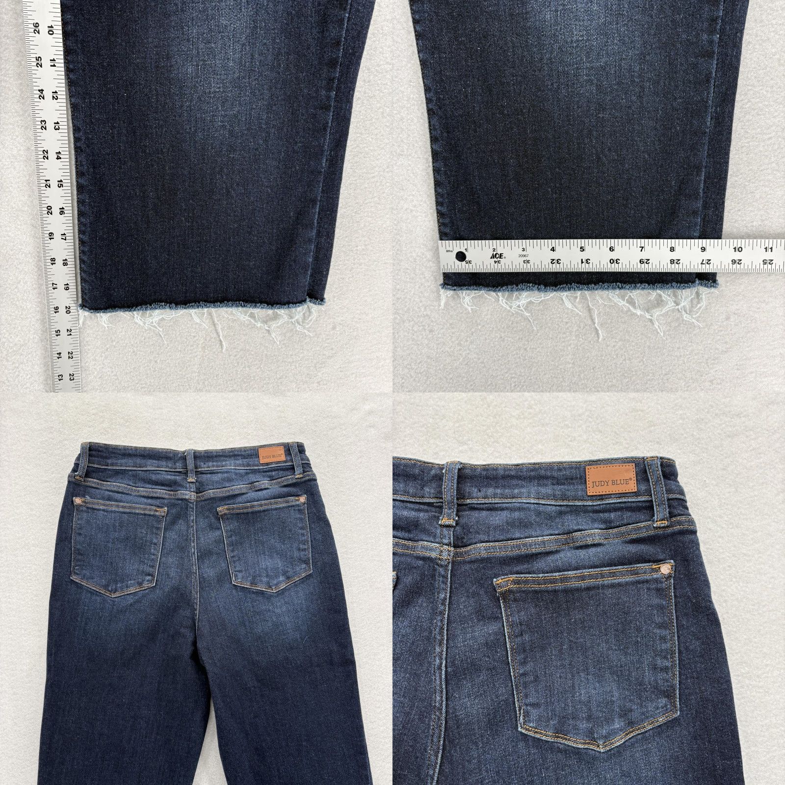Denime Judy Blue Wide Leg Crop Jeans Womens 13/31 Dark Wash Raw Hem Stretch Denim WWomen’s Regular 31 Dark Blue Denim Jeans Size 24" / US 00 / IT 34 - 8 Thumbnail