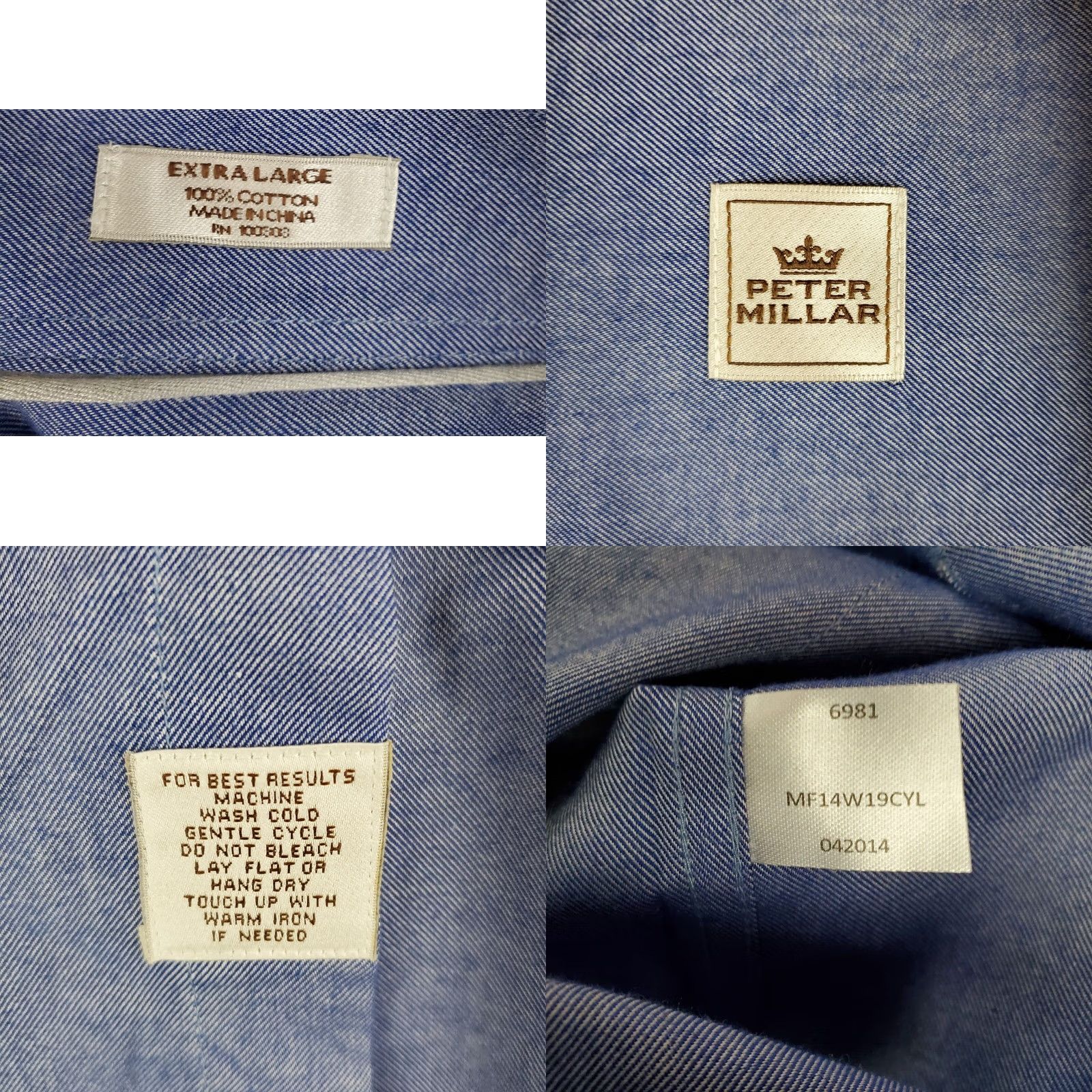 Peter Millar PETER MILLAR Shirt XL Blue Cotton Melange Twill Deadstock NEW 45 Mens Size US XL / EU 56 / 4 - 9 Thumbnail