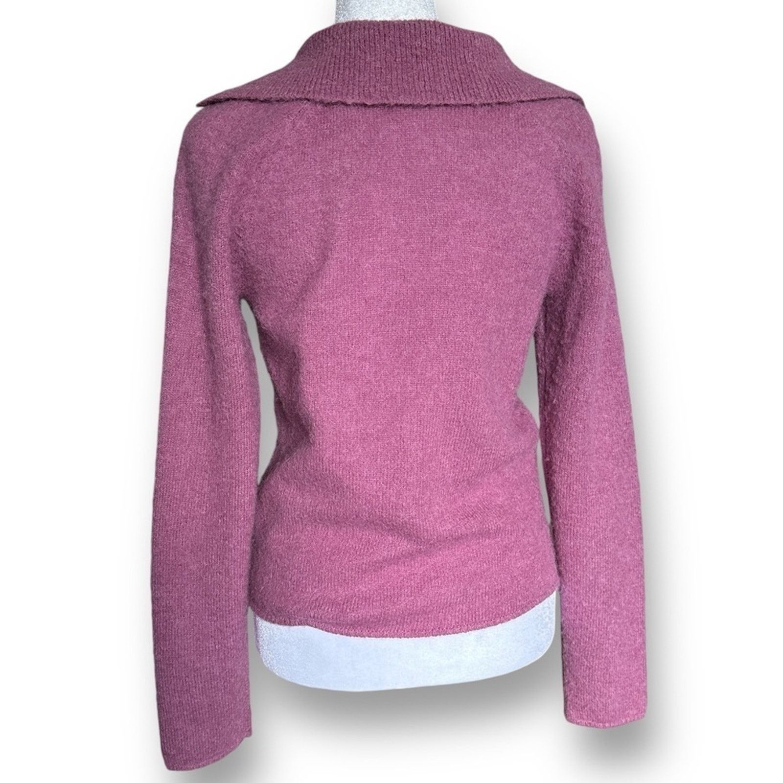 Vince VINCE Brushed V Neck Polo Alpaca & Wool-Blend Sweater Pink S Size S / US 4 / IT 40 - 11 Thumbnail