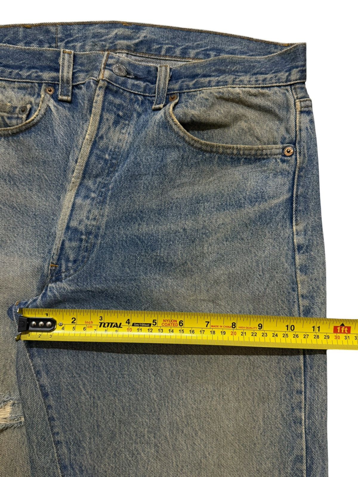 Levi's Vintage 70s Levis 501 Blue Mud Wash Distressed Straight Leg Size US 31 - 13 Thumbnail