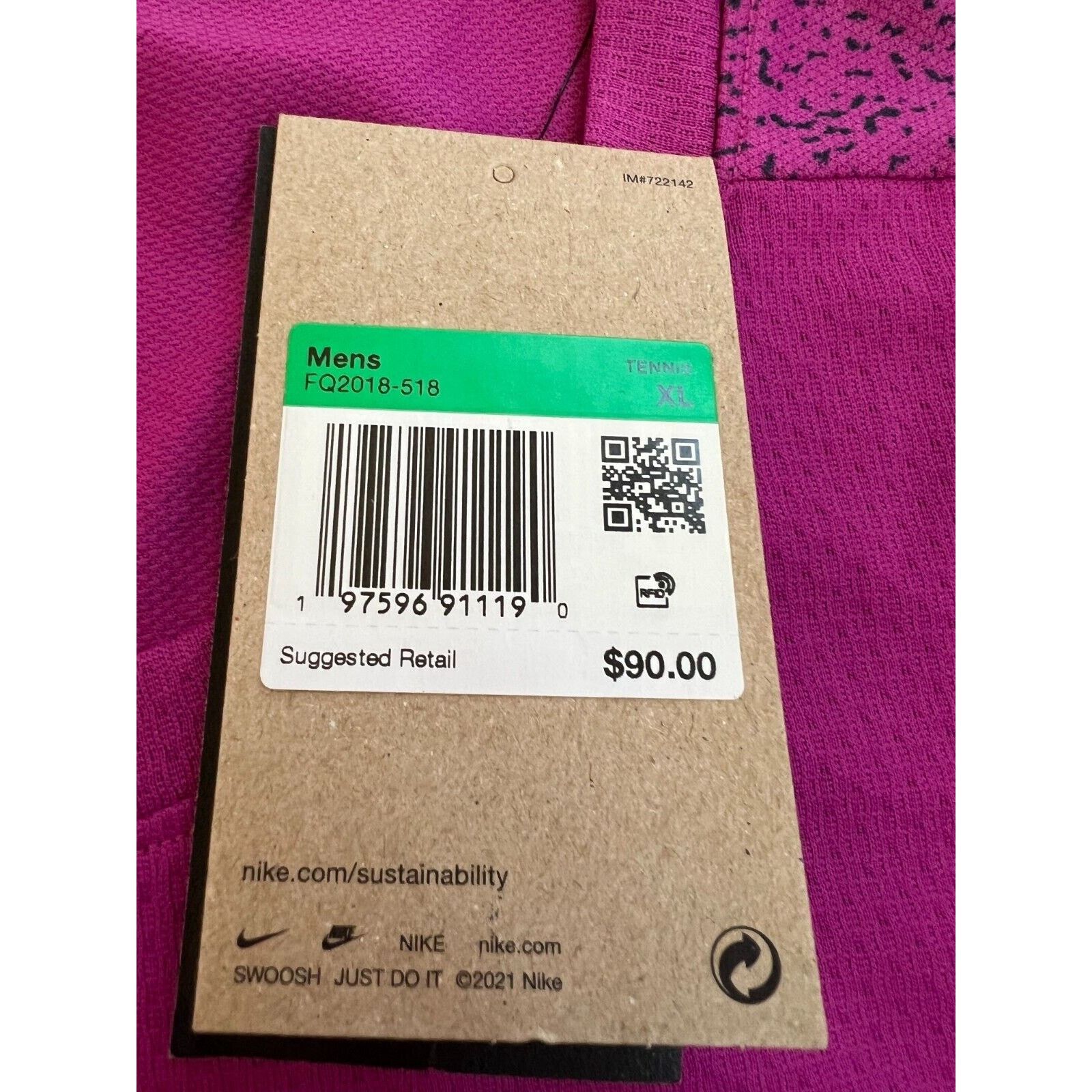 Nike Court Slim Fit Tennis T-Shirt FQ2018-518 Men's Size XL