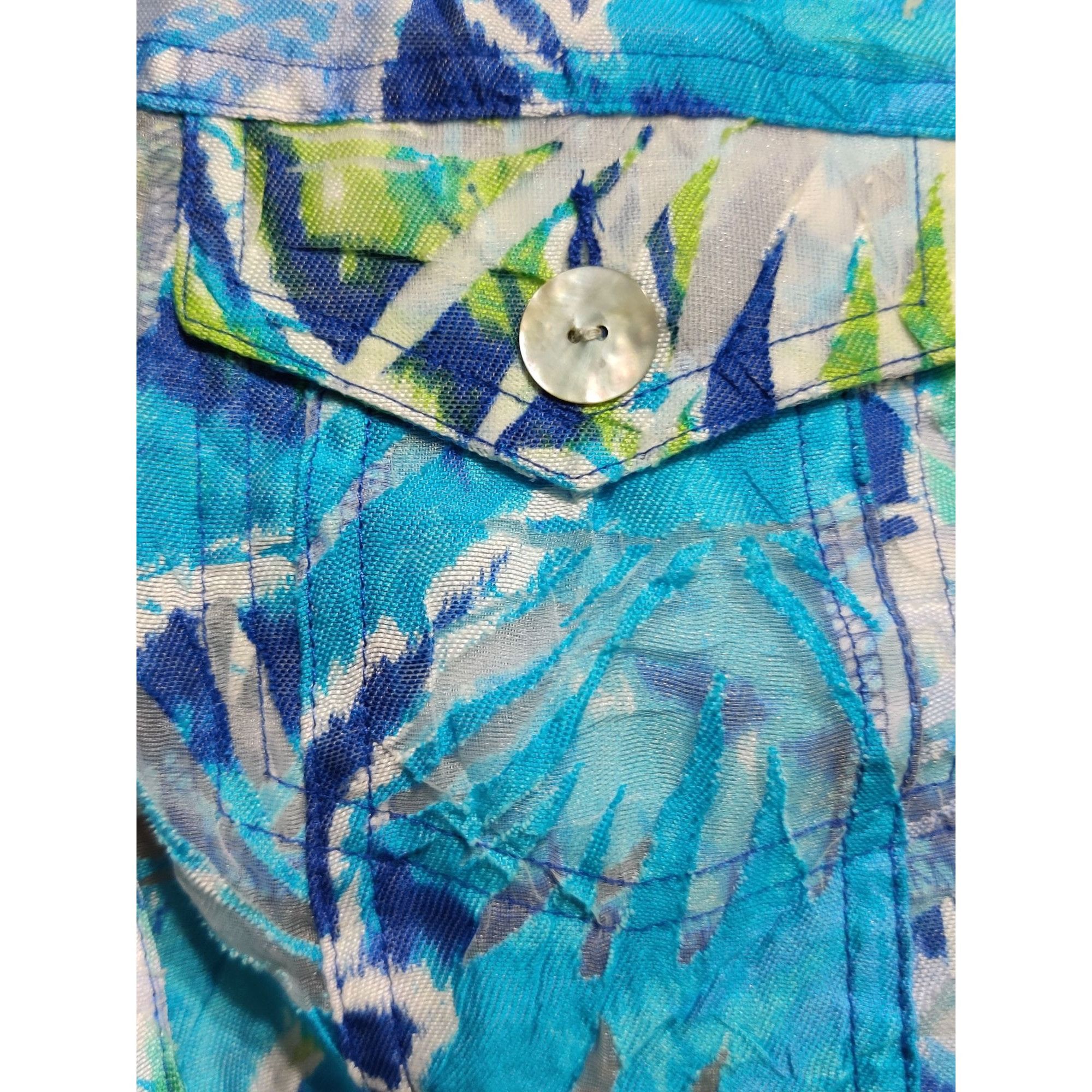 Other Ruby Rd 10 Womens Blue Green Blouse Tropical Button Front Se Size L / US 10 / IT 46 - 5 Thumbnail