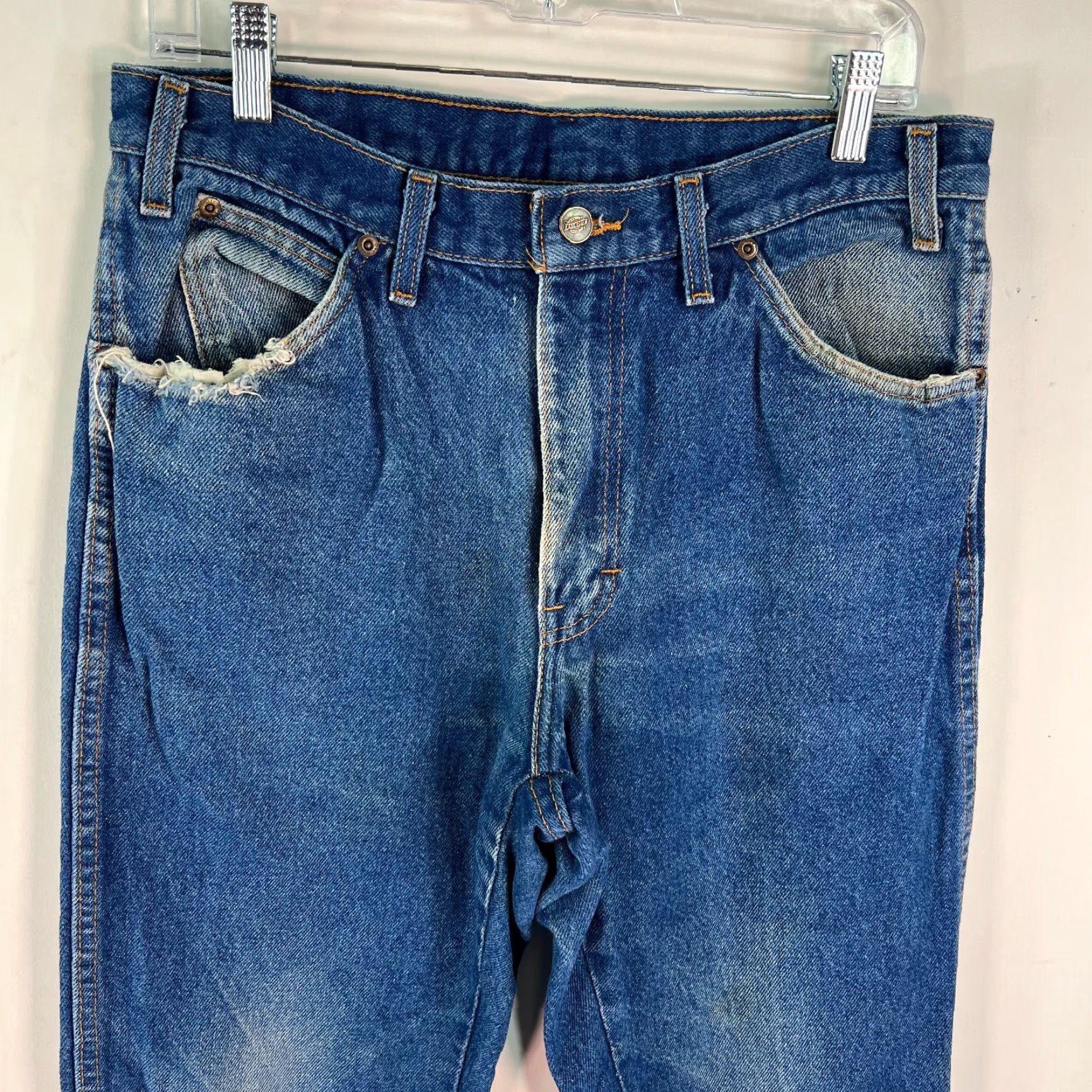 Dickies Dickies Men's Straight Leg Jeans Size 34X30 - Blue Denim, Mid Rise, Regular Fit, Classic Style Size US 32 / EU 48 - 3 Thumbnail