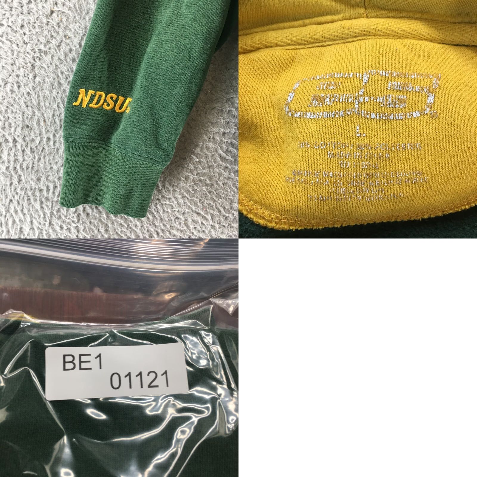 Vintage NDSU Bison Sweatshirt Mens Large Green Yellow Pullover Hooded BISON Applique Size US L / EU 52-54 / 3 - 9 Thumbnail