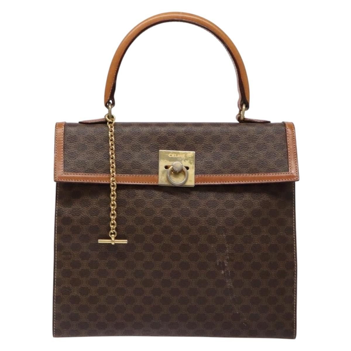 Celine CELINE Macadam Canvas Hand Bag Pvc Leather Brown Gold Size ONE SIZE - 2 Thumbnail