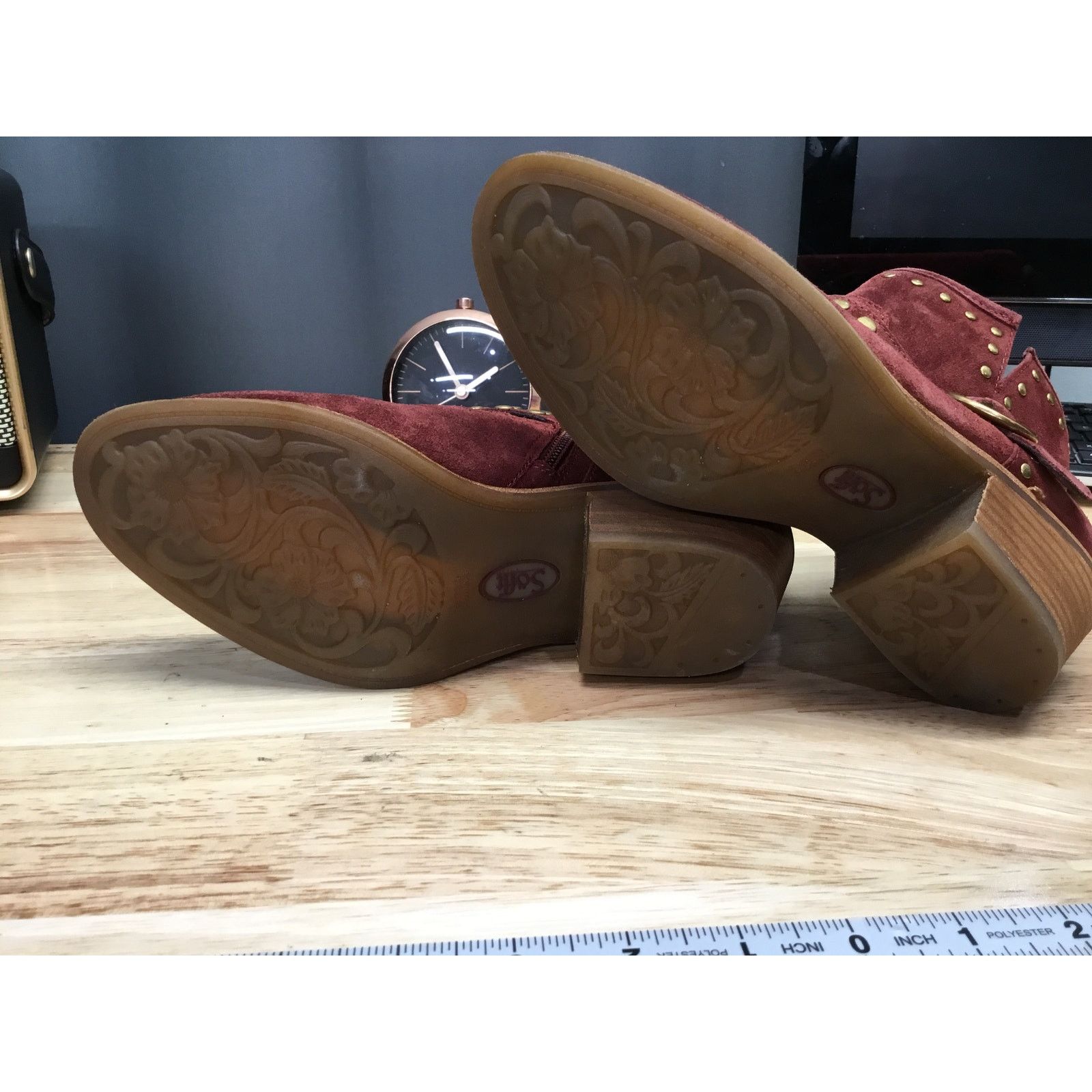 The Unbranded Brand Sofft Allene II Womens 6.5 Red Suede Ankle Strap Booties Size US 6.5 / IT 36.5 - 5 Thumbnail