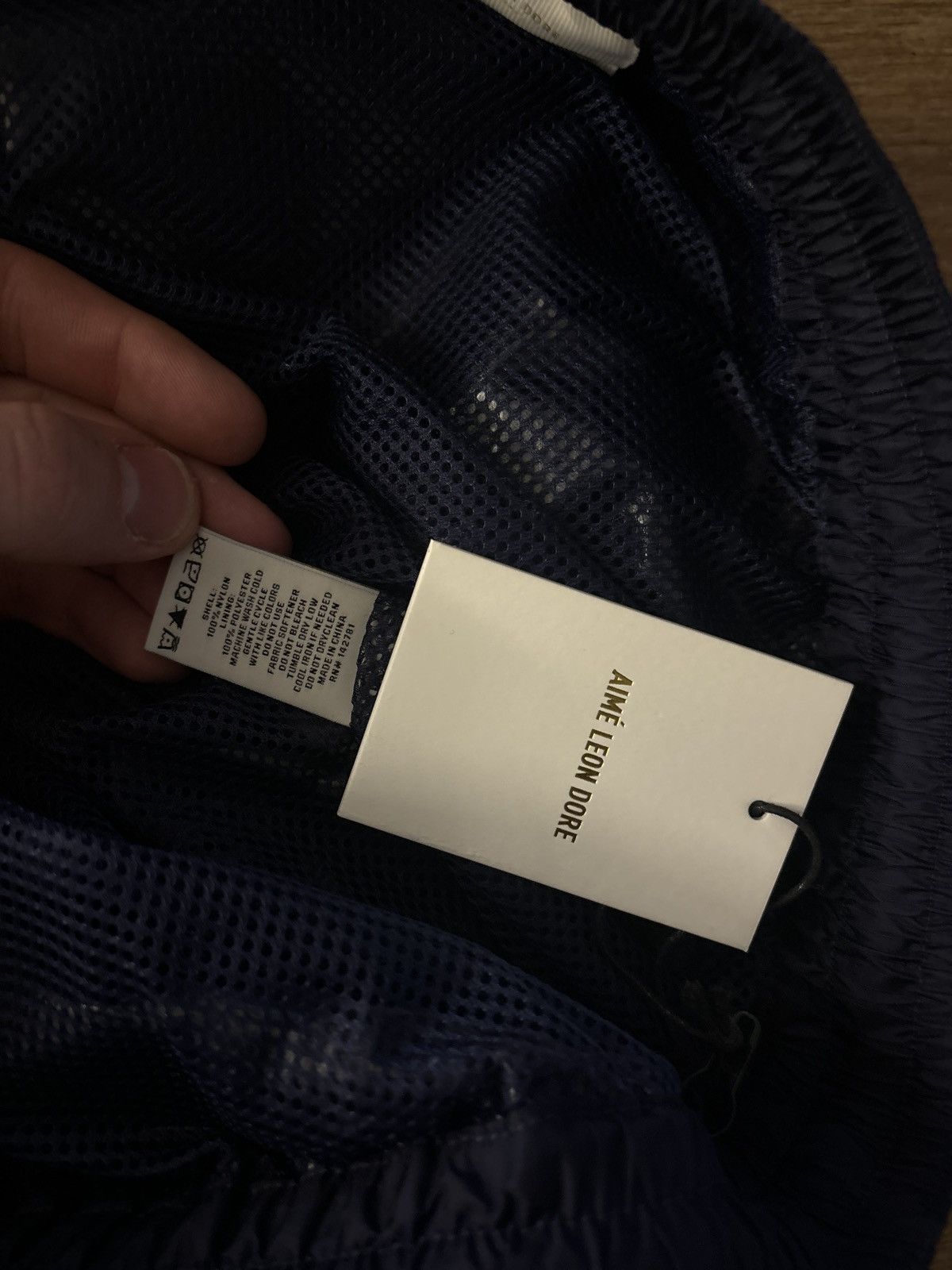 Aime Leon Dore micro logo navy track pants uniform