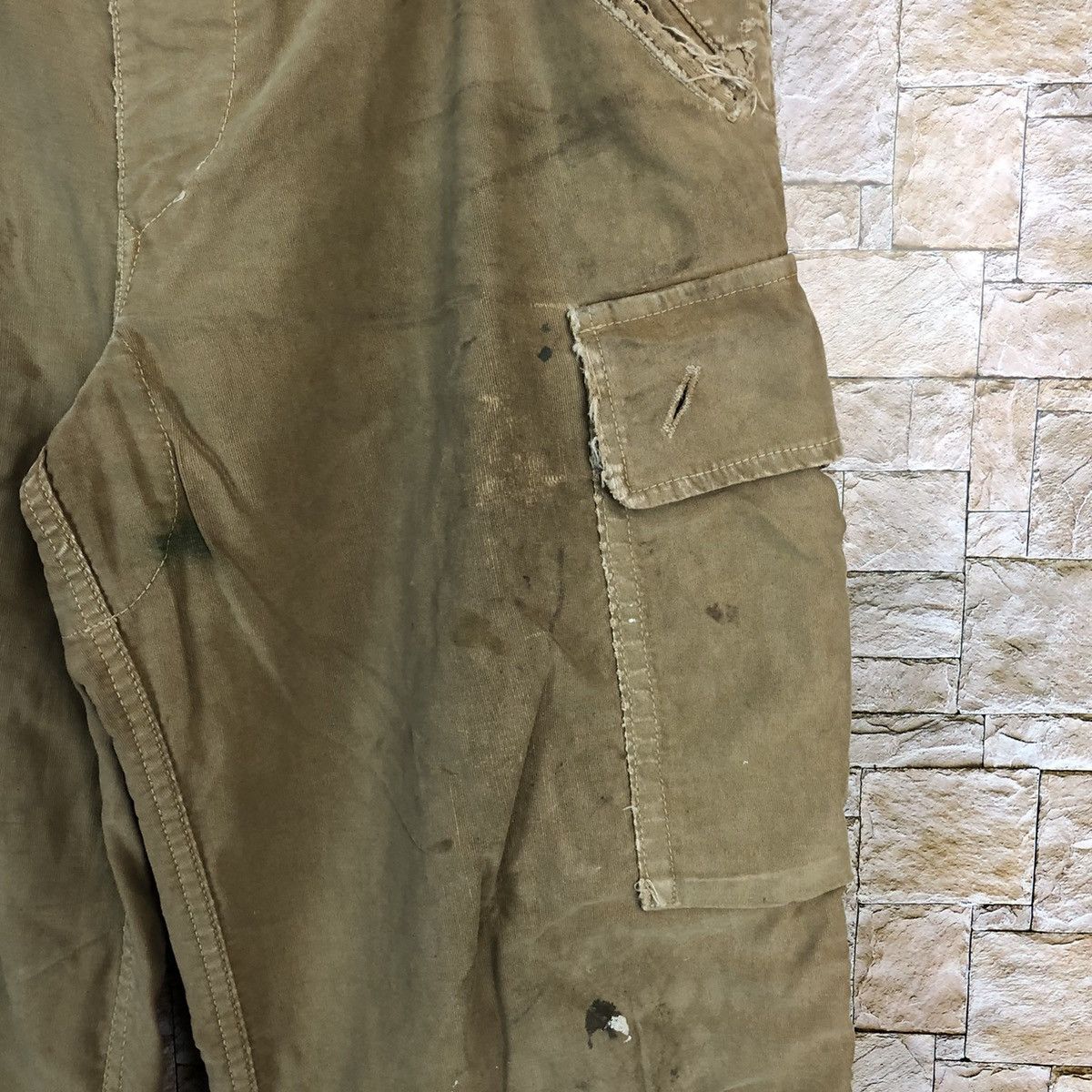 HOLLYWOOD RANCH MARKET D HRM Hollywood Ranch Market Brown ripped cargo Pants #A350 Size US 32 / EU 48 - 10 Thumbnail