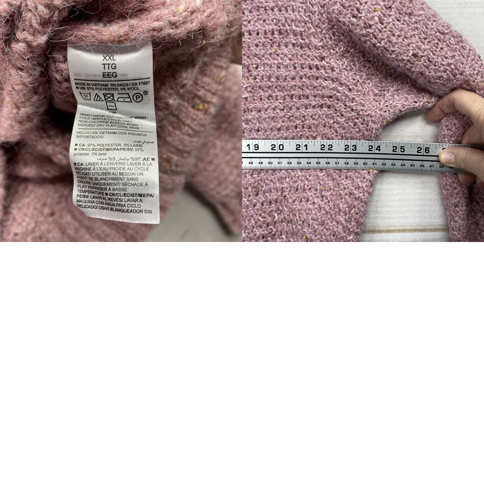 Old Navy OLD NAVY Pink Women's XXL Pullover Mock Neck Fuzzy Knit Sweater - 2XL Casual Winter Fall Knit Raglan Long Sleeve Adult Women Size XXL / US 16-18 / IT 52-54 - 8 Thumbnail