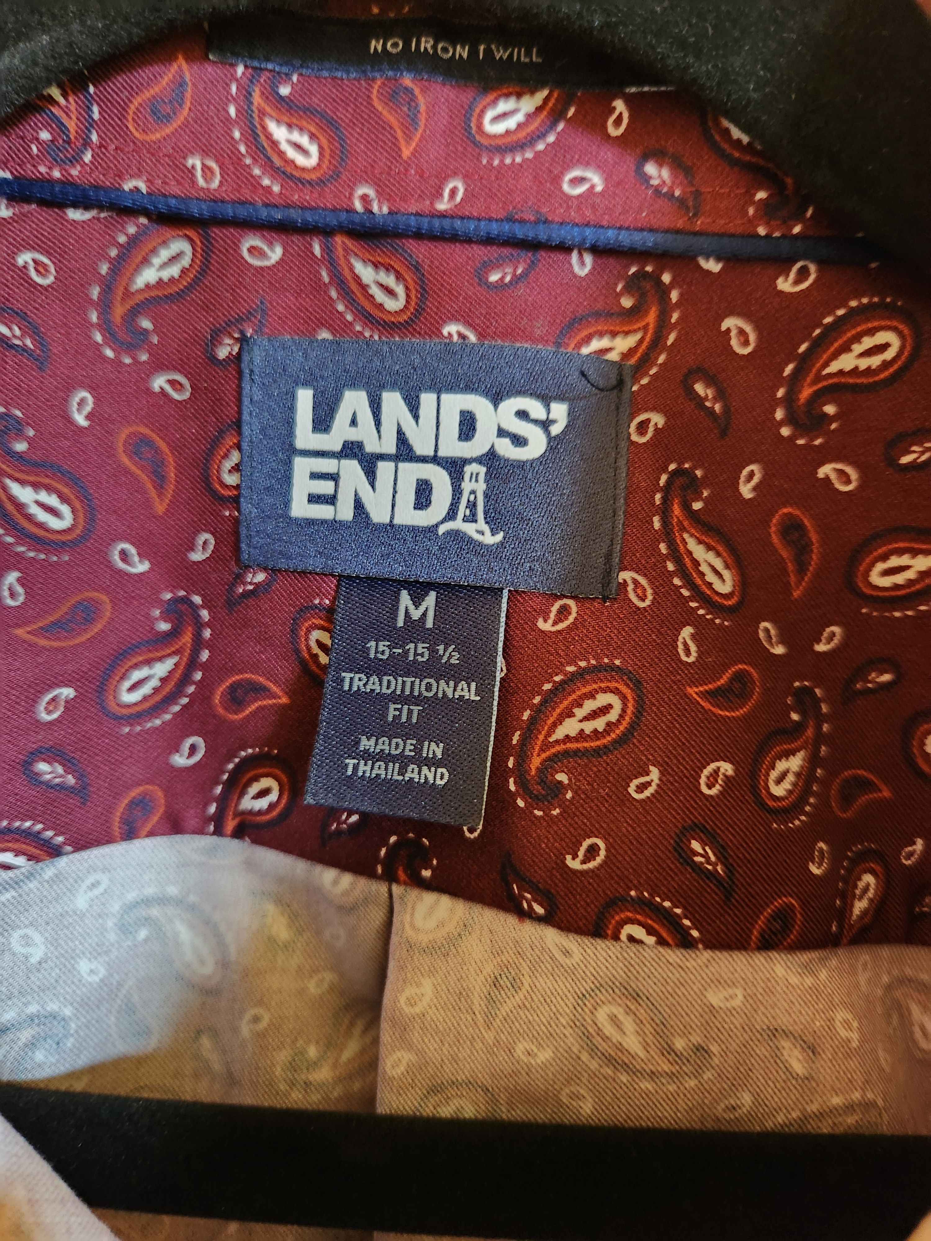 Lands' End Vintage 90's Men's Red Paisley Button Front Shirt Size US M / EU 48-50 / 2 - 3 Thumbnail