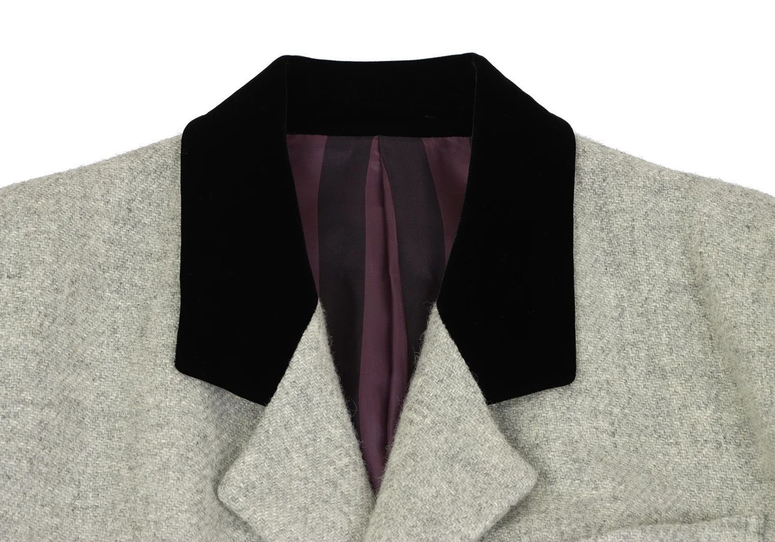 Jean Paul Gaultier Wool Stripe Velour Long Coat in Gray and Black, Size M Size US M / EU 48-50 / 2 - 3 Thumbnail