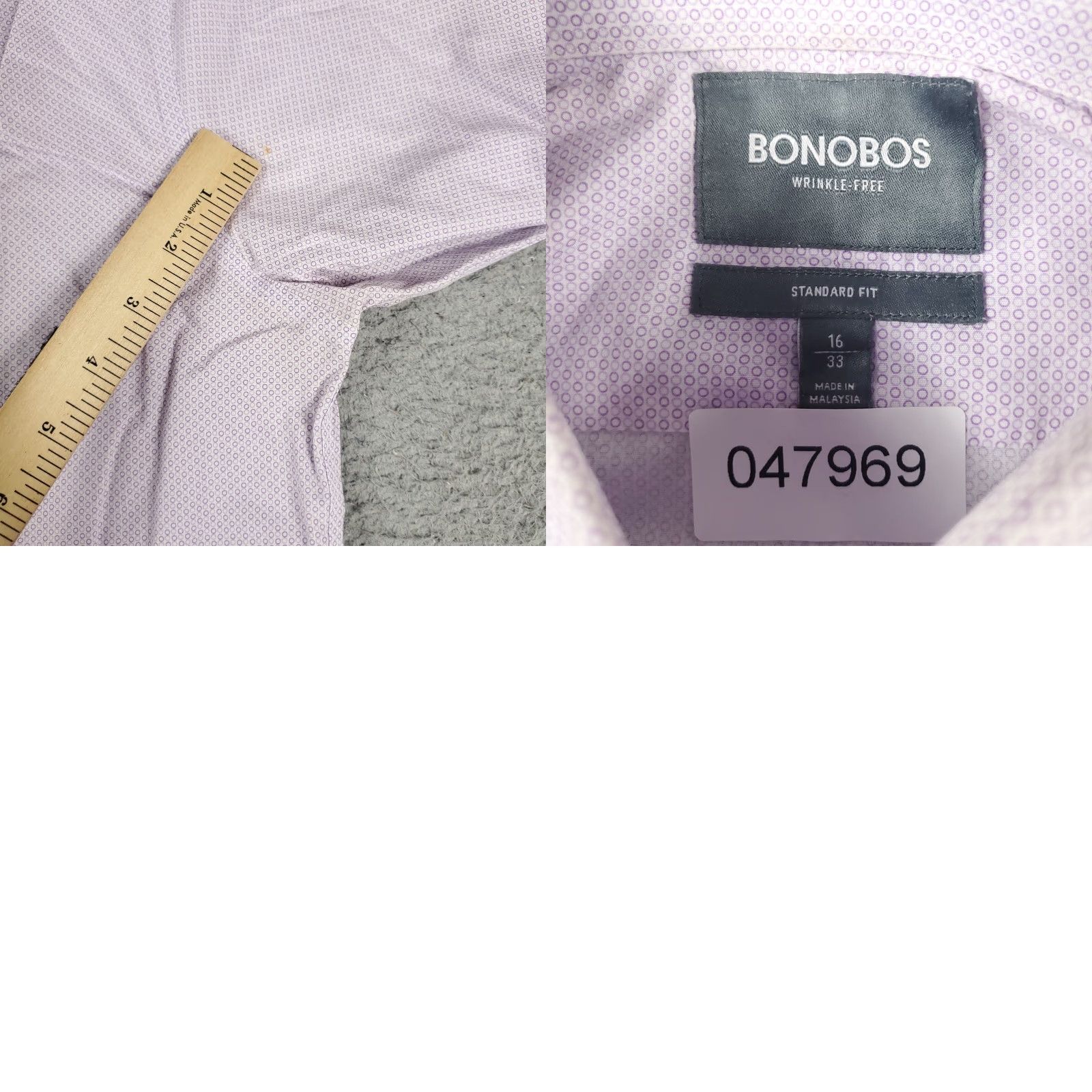 Bonobos VINTAGE Bonobos Dress Shirt Men's Size 16 Purple Cotton Long Sleeve Button Up Business Casual Formal Size 42R - 8 Thumbnail