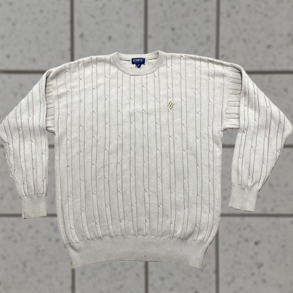 Vintage VINTAGE La Mode Sweater Men XXL Tan New Deadstock 90s Golf Cable Knit Old Money Pullover Knits Mens Size US XXL / EU 58 / 5 - 1 Thumbnail