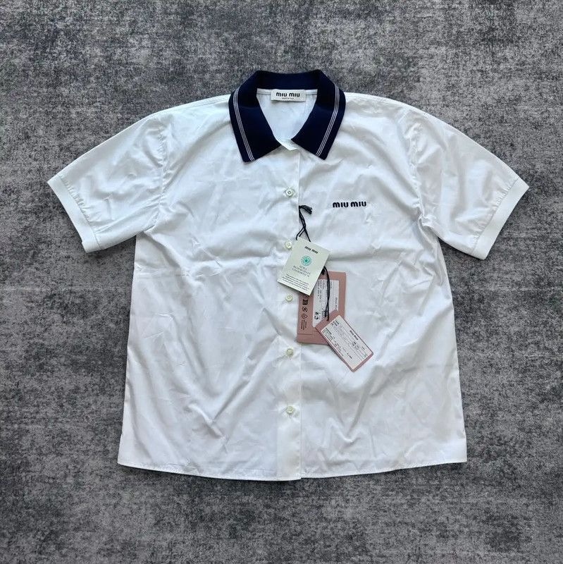 Miu Miu Miu Miu White Cotton Women's Shirt 0089 Size M / US 6-8 / IT 42-44 - 1 Thumbnail