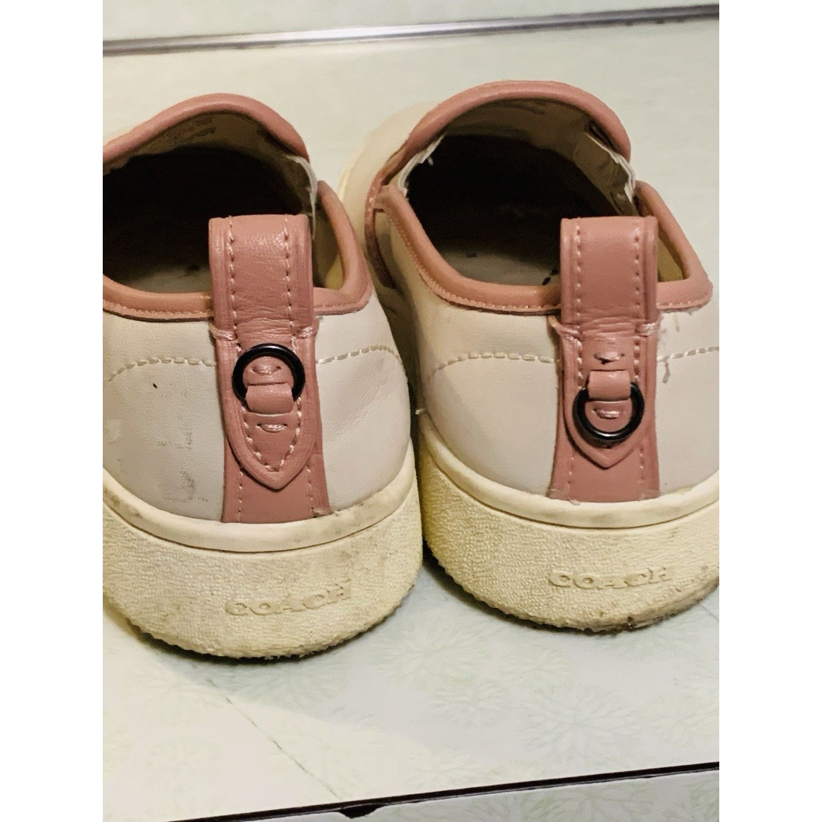 Coach COACH Leather Women's Slip On Loafer White & Pink Trim 9.5 Size US 9.5 / IT 39.5 - 4 Thumbnail