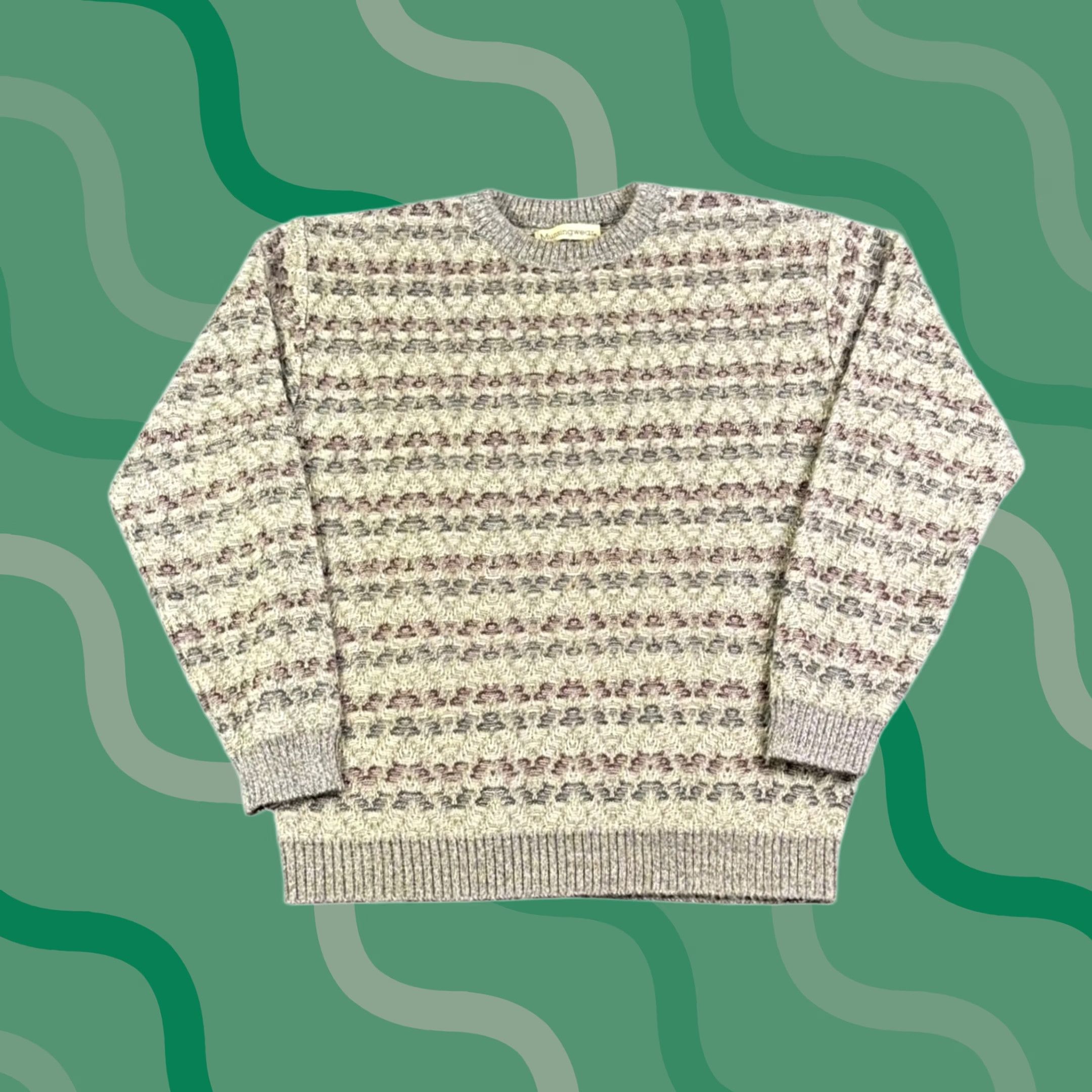Vintage VINTAGE Munsingwear Mens Crewneck Sweater Gray Geometric Knit Pullover XL Size US XL / EU 56 / 4 - 1 Thumbnail