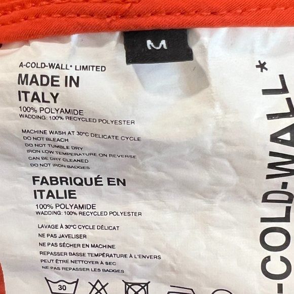 A-COLD-WALL* A-COLD-WALL* Men's Orange Puffer Jacket Size US M / EU 48-50 / 2 - 6 Thumbnail