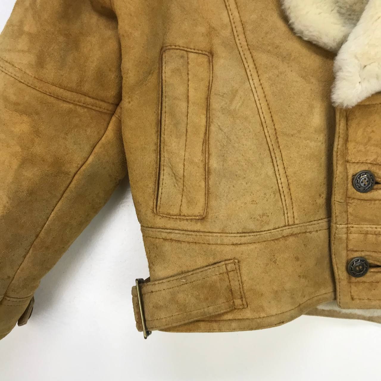 Genuine Leather Vintage Wind Armor Military Style Sheepskin Sherling Coat Size US M / EU 48-50 / 2 - 11 Thumbnail