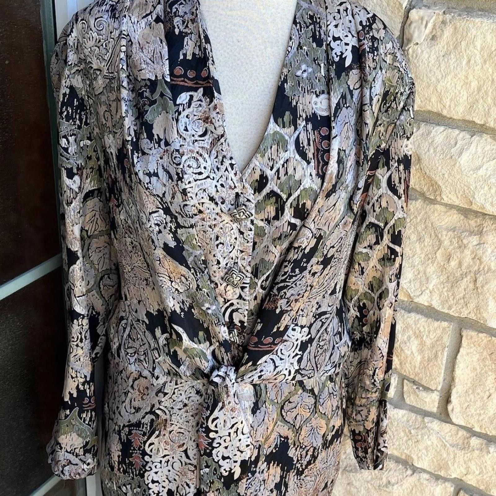 Other Vintage 80s-90s 2 Piece Floral Jacket Top & Skirt- Sz Large Size L / US 10 / IT 46 - 2 Thumbnail