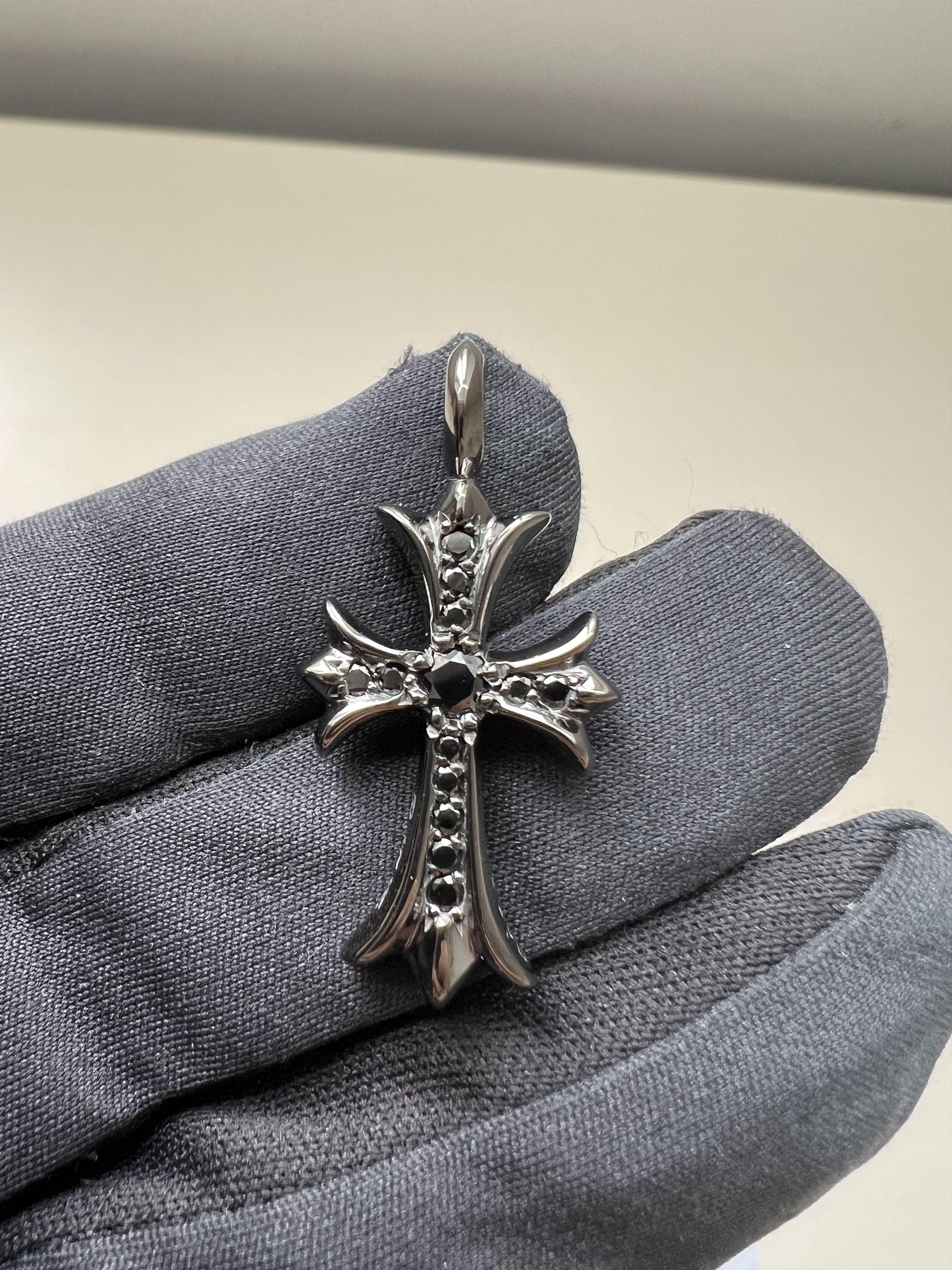 Chrome Hearts Chrome Hearts Silver Black Diamond Cross Charm Pendant Size ONE SIZE - 9 Thumbnail