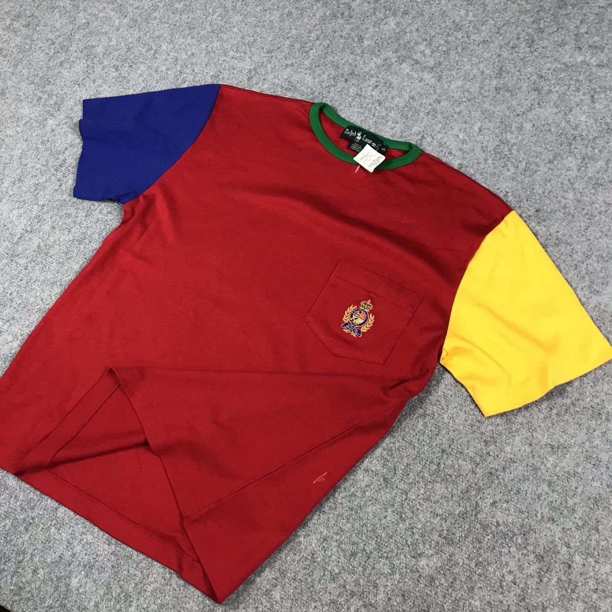 Polo Ralph Lauren × Vintage 🔥POLO RALPH LAUREN SINGLE POCKET MULTI COLOUR TSHIRT Size US M / EU 48-50 / 2 - 3 Thumbnail